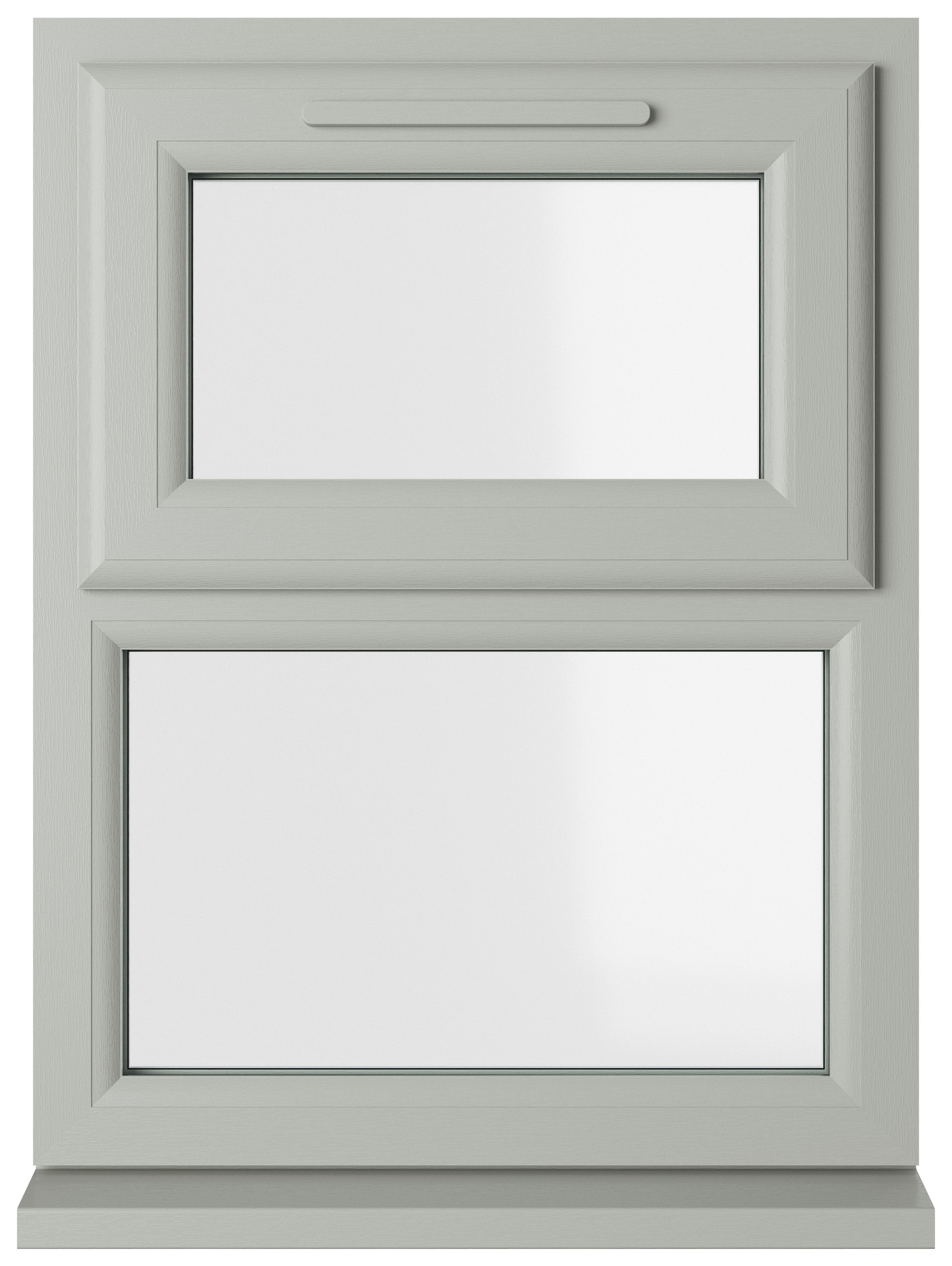 Crystal uPVC Agate Grey Top Hung Opener Over Fixed Light Clear Triple Glazed Window - 905 x 1040mm