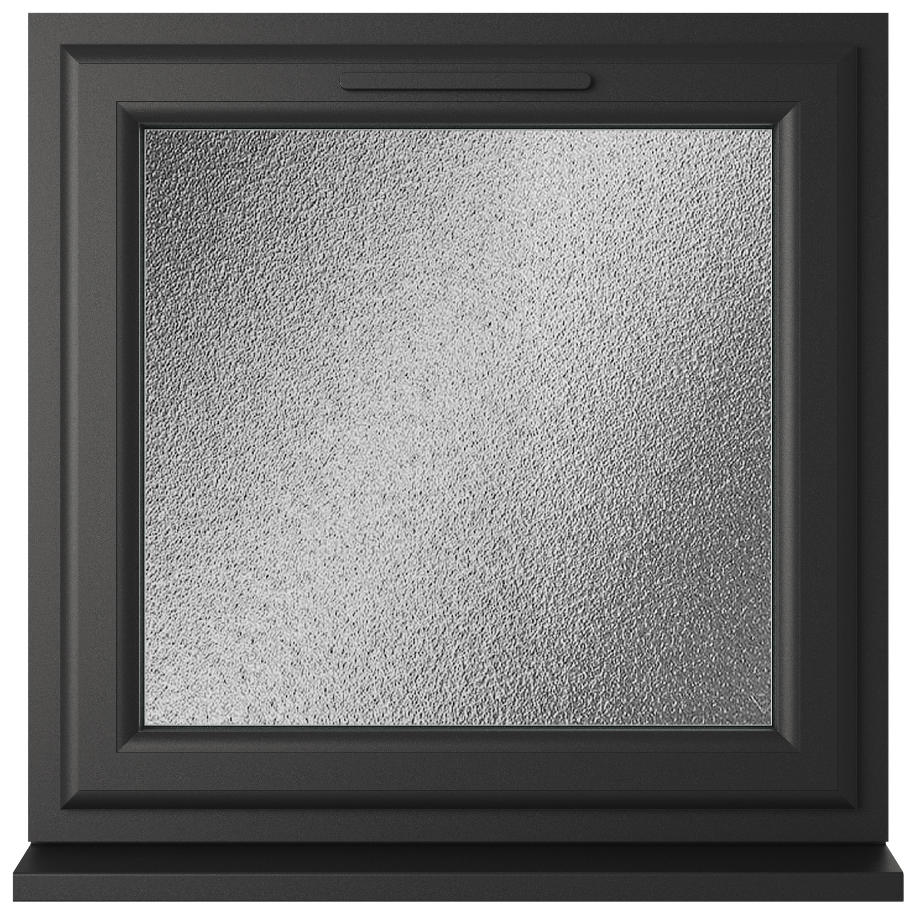 Crystal uPVC Black Top Opener Obscure Triple Glazed Window - 820 x 820mm