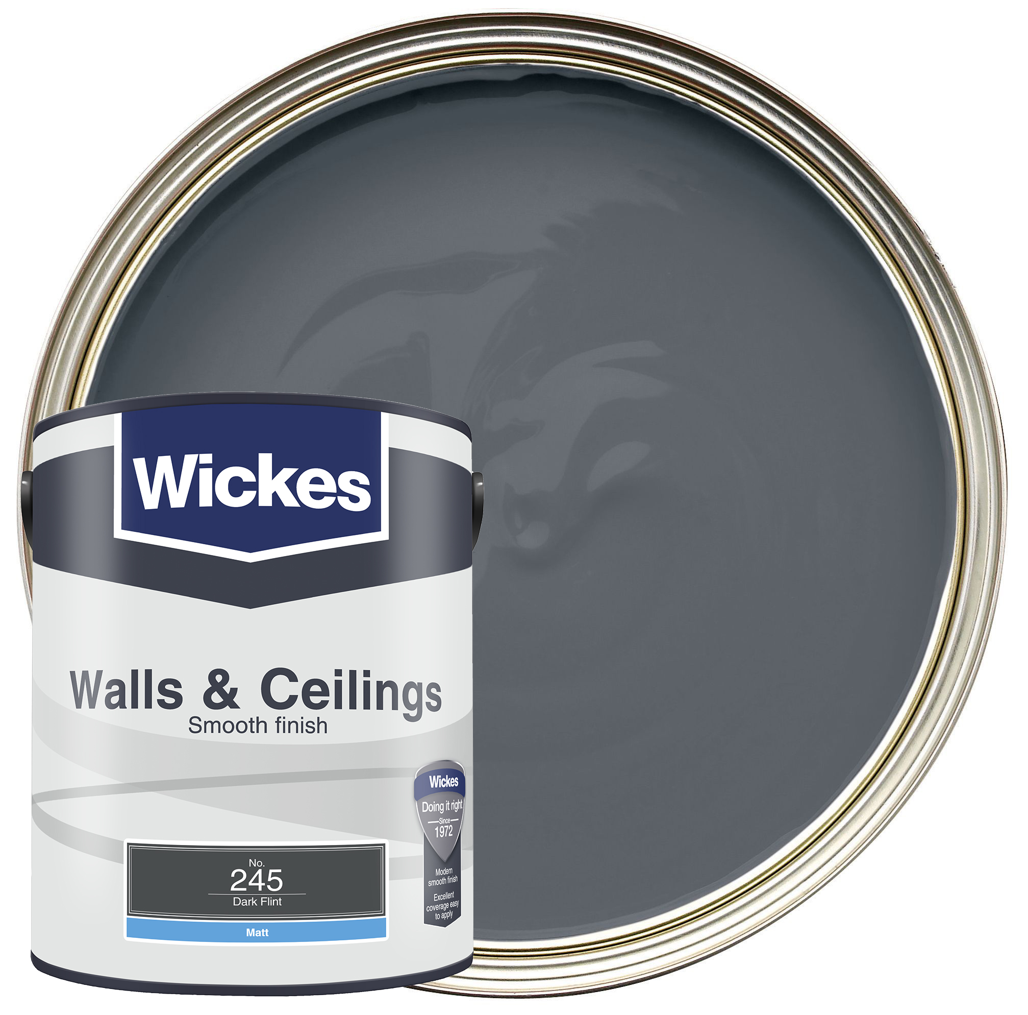 Wickes Vinyl Matt Emulsion Paint - Dark Flint No.245 - 5L