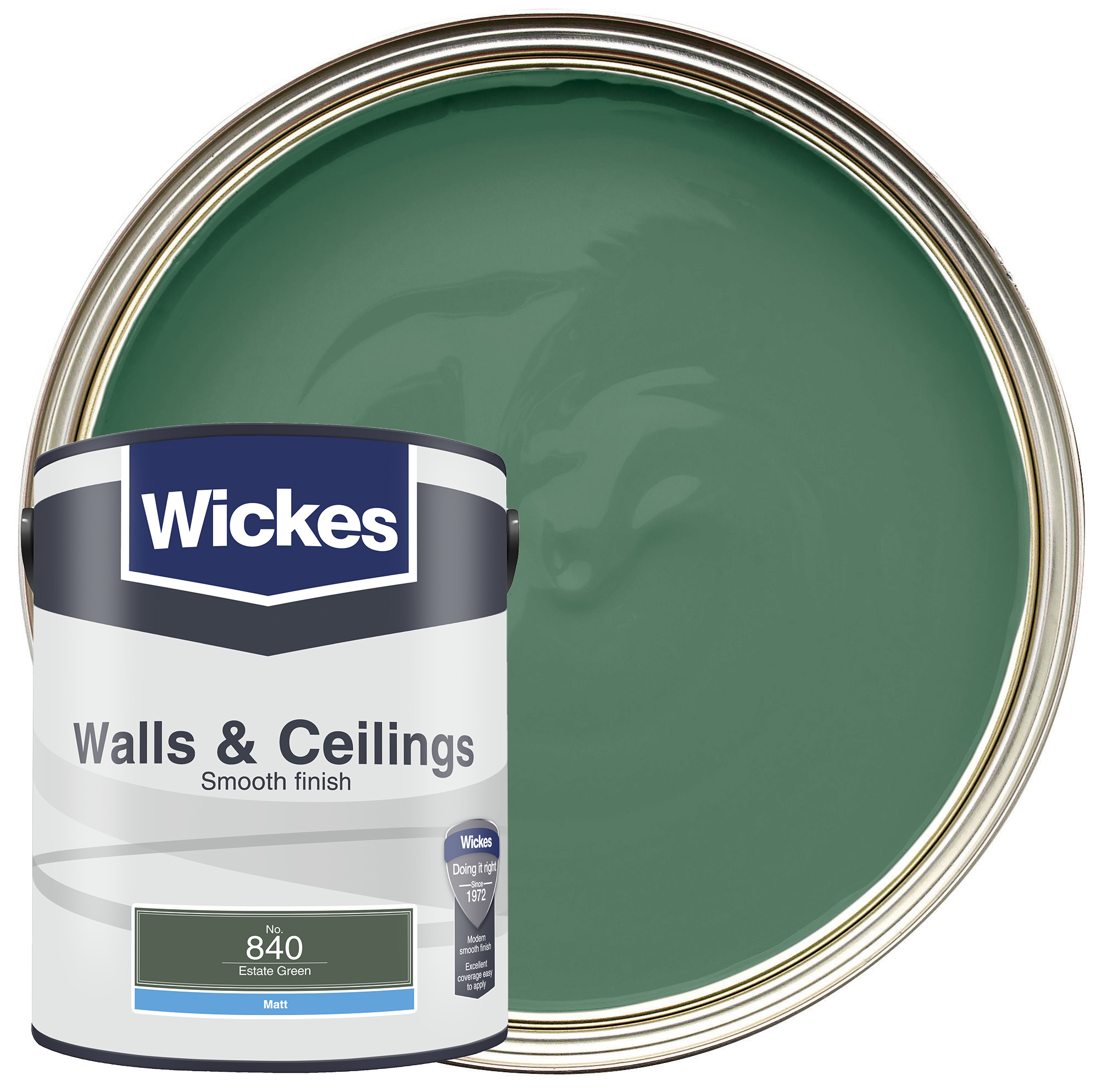 Wickes Vinyl Matt Emulsion Paint - Estate Green No.840 - 5L