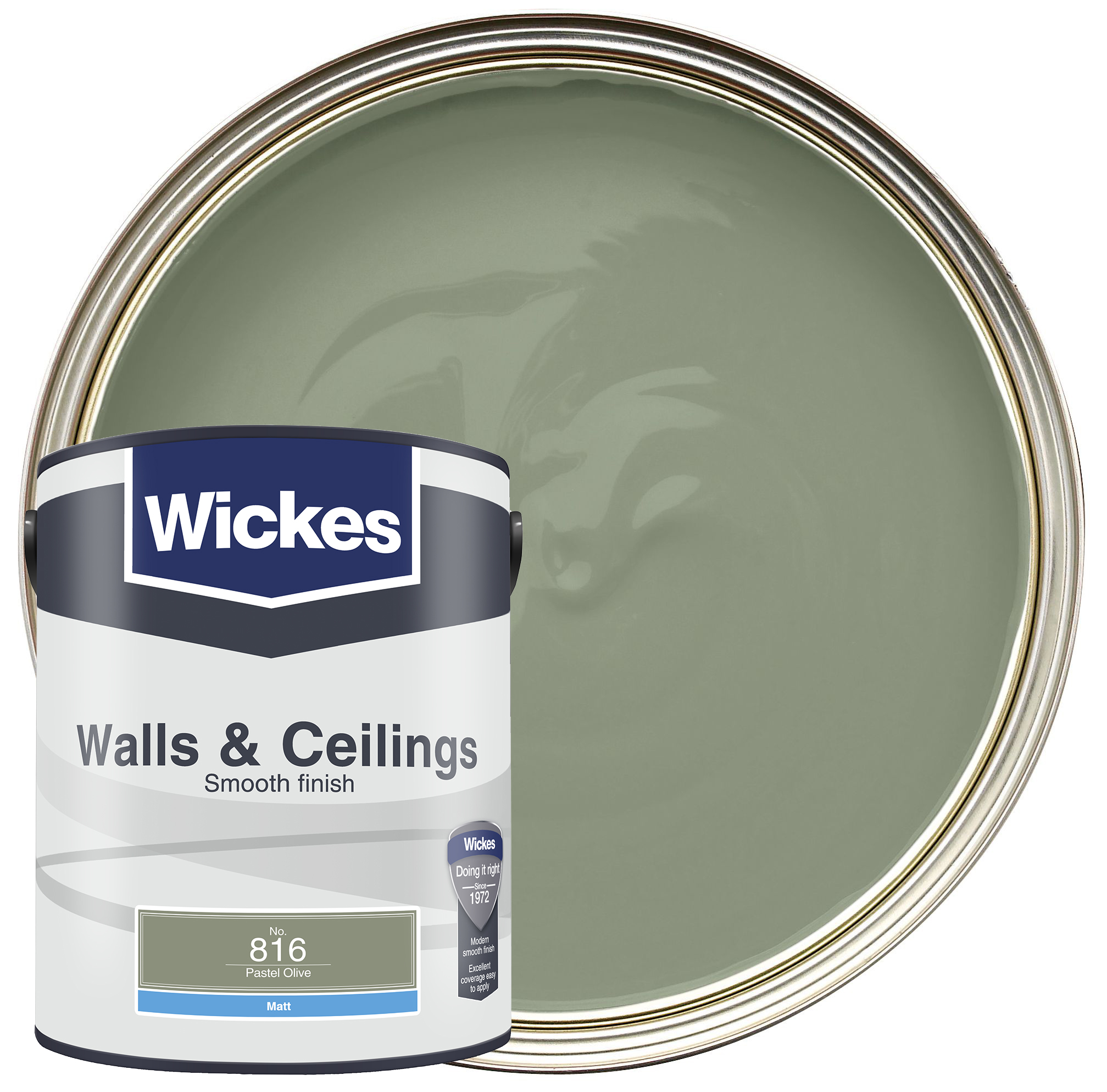 Wickes Vinyl Matt Emulsion Paint - Pastel Olive No.816 - 5L