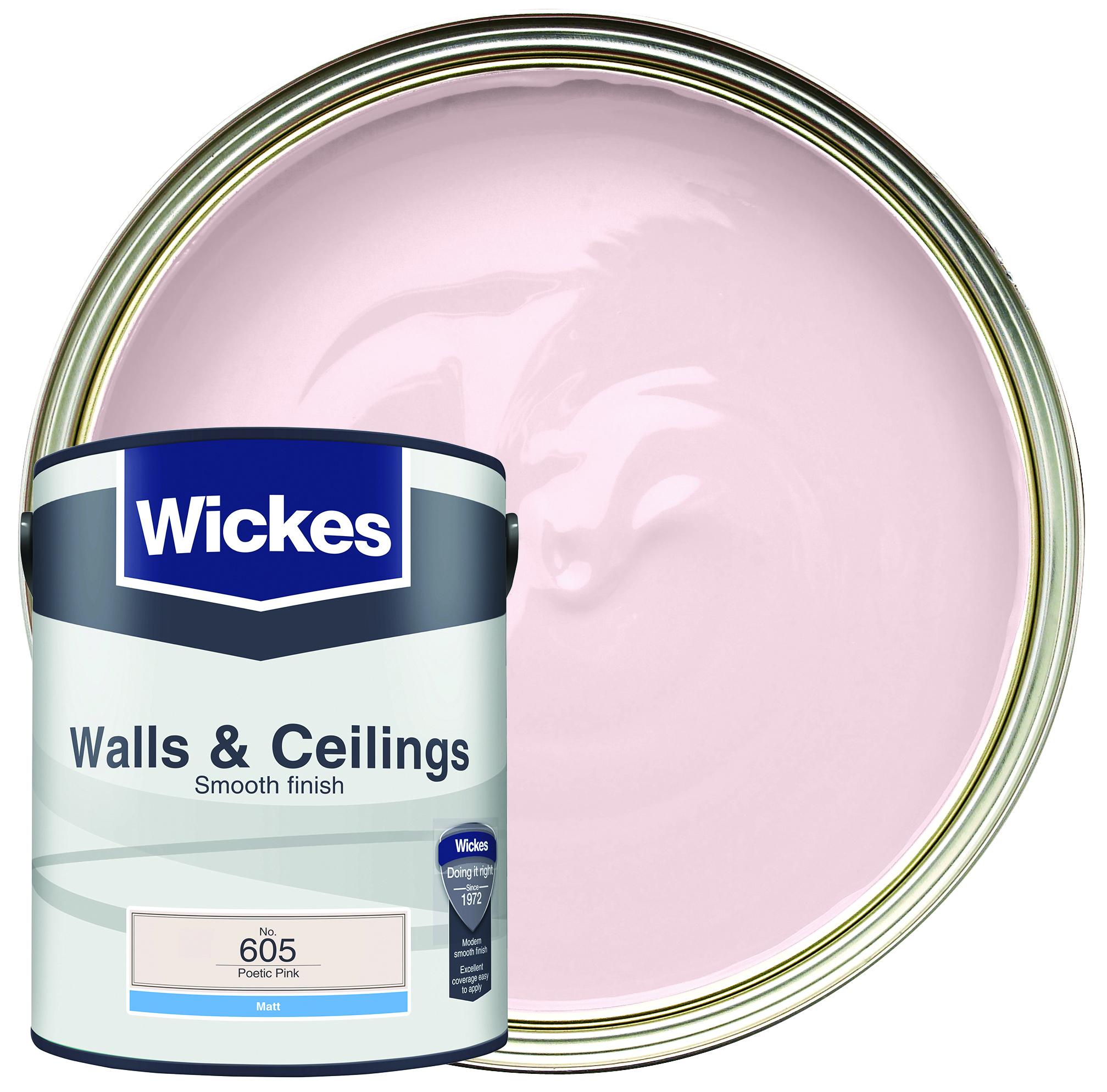 Wickes Vinyl Matt Emulsion Paint - Poetic Pink No.605 - 5L