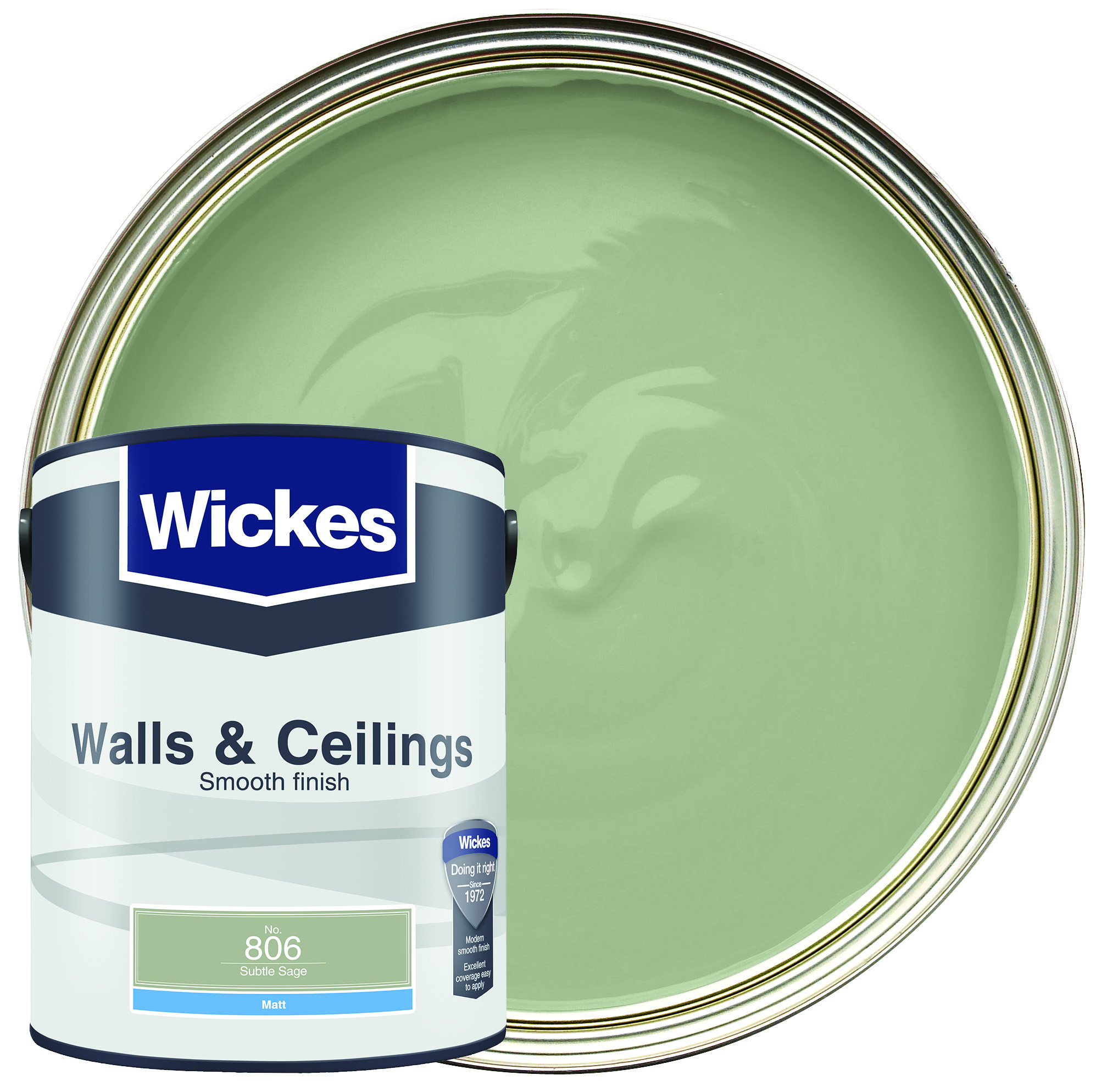 Wickes Matt Paint Emulsion By Kimberley Walsh - Matt Subtle Sage No.806 - 5L