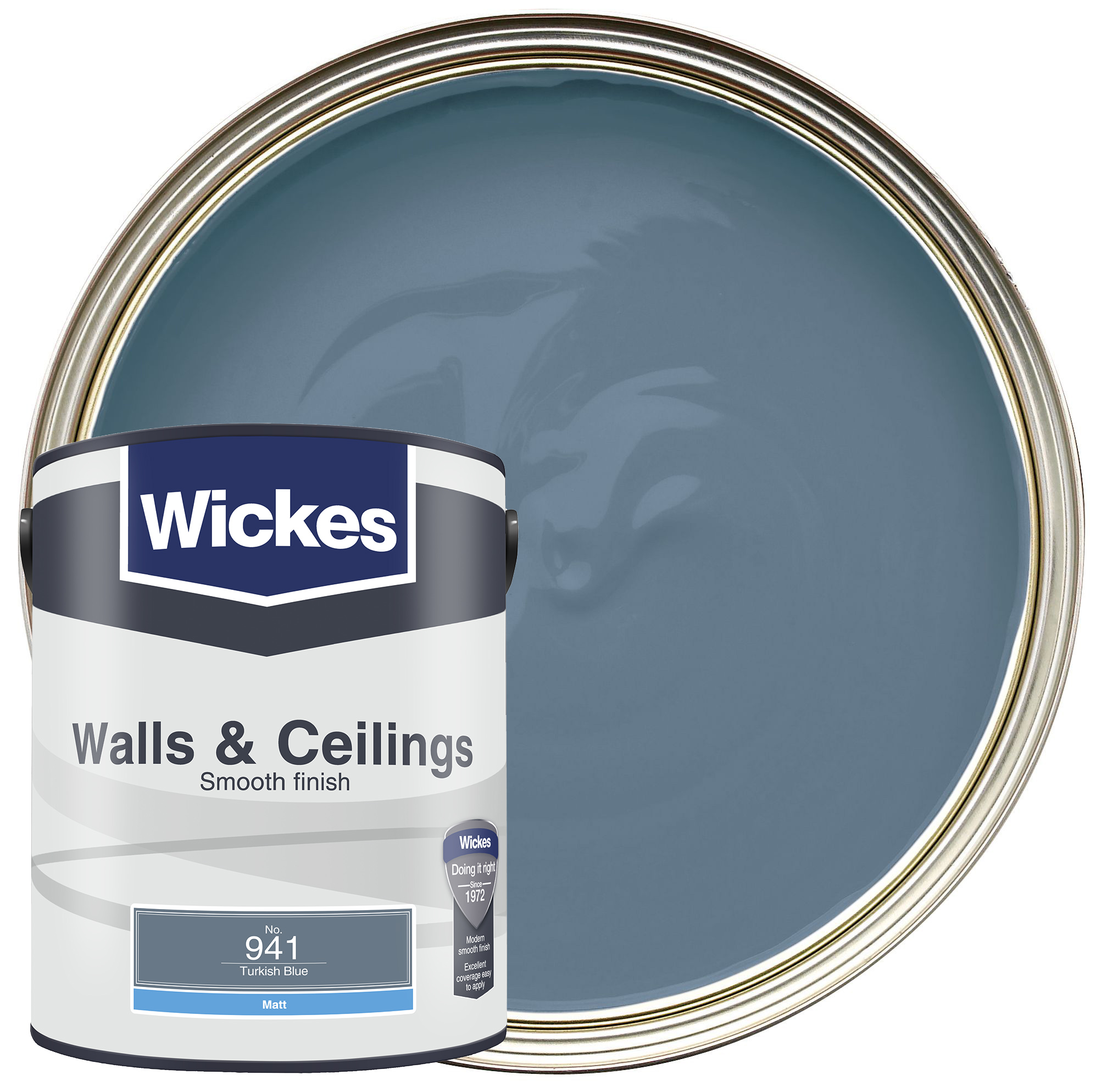 Wickes Vinyl Matt Emulsion Paint- Turkish Blue No.941 - 5L