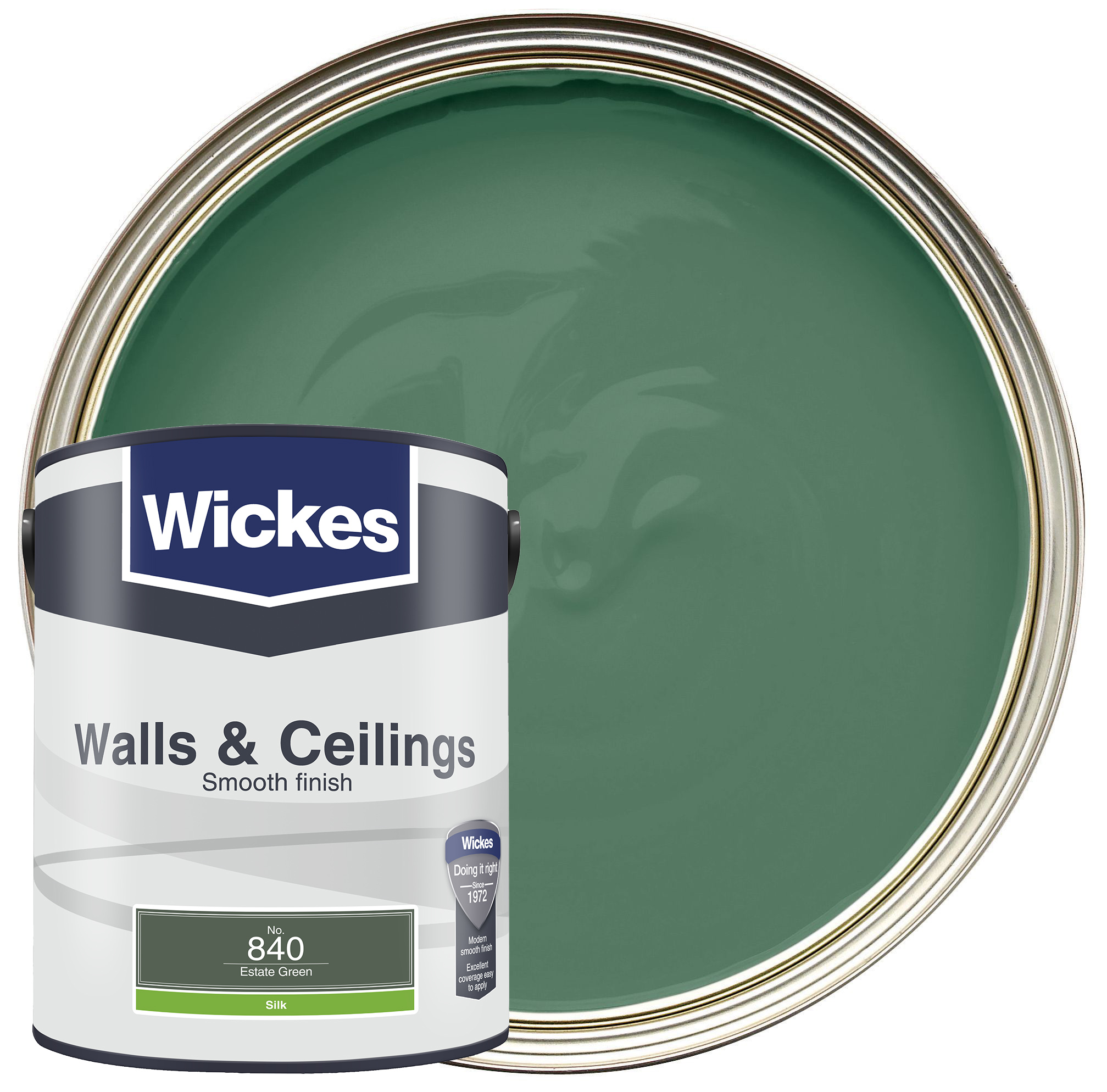 Wickes Vinyl Silk Emulsion Paint - Estate Green No.840 - 5L