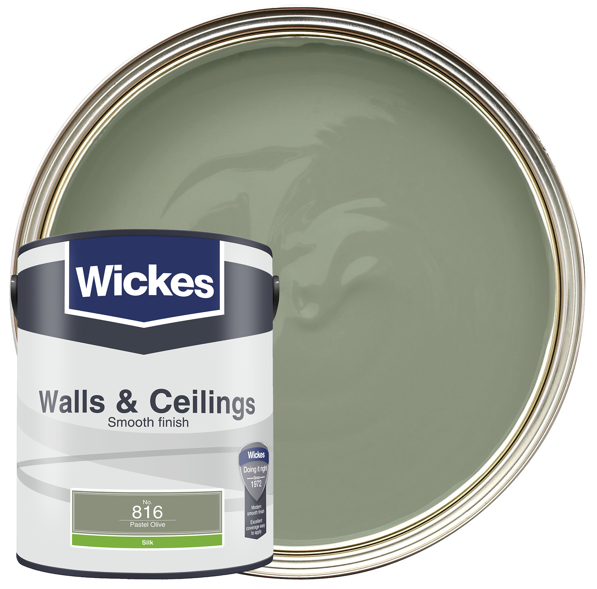 Wickes Vinyl Silk Emulsion - Pastel Olive No.816 - 5L