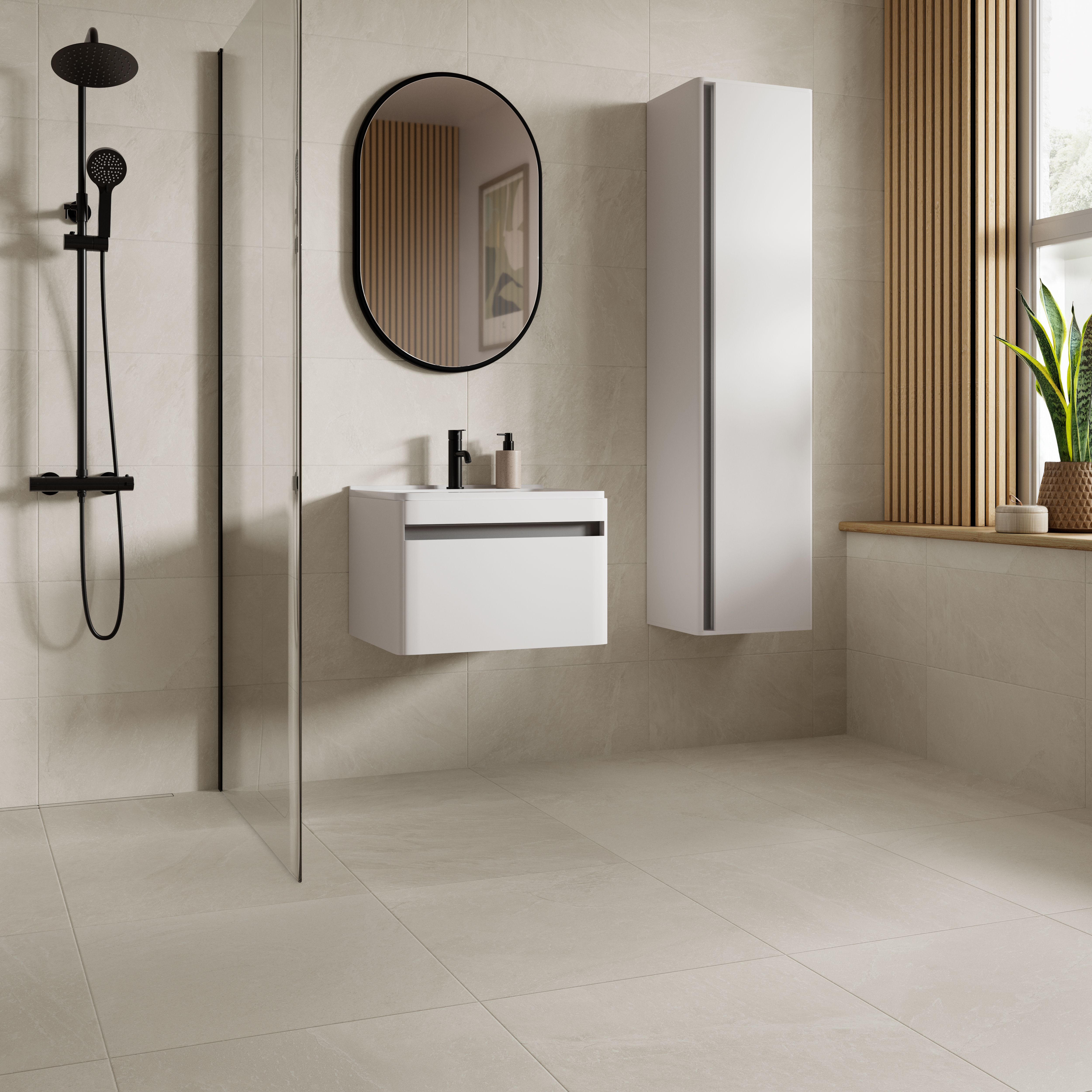 Wickes Lava Bone Matt Glazed Porcelain Wall & Floor Tile - 595 x 595mm