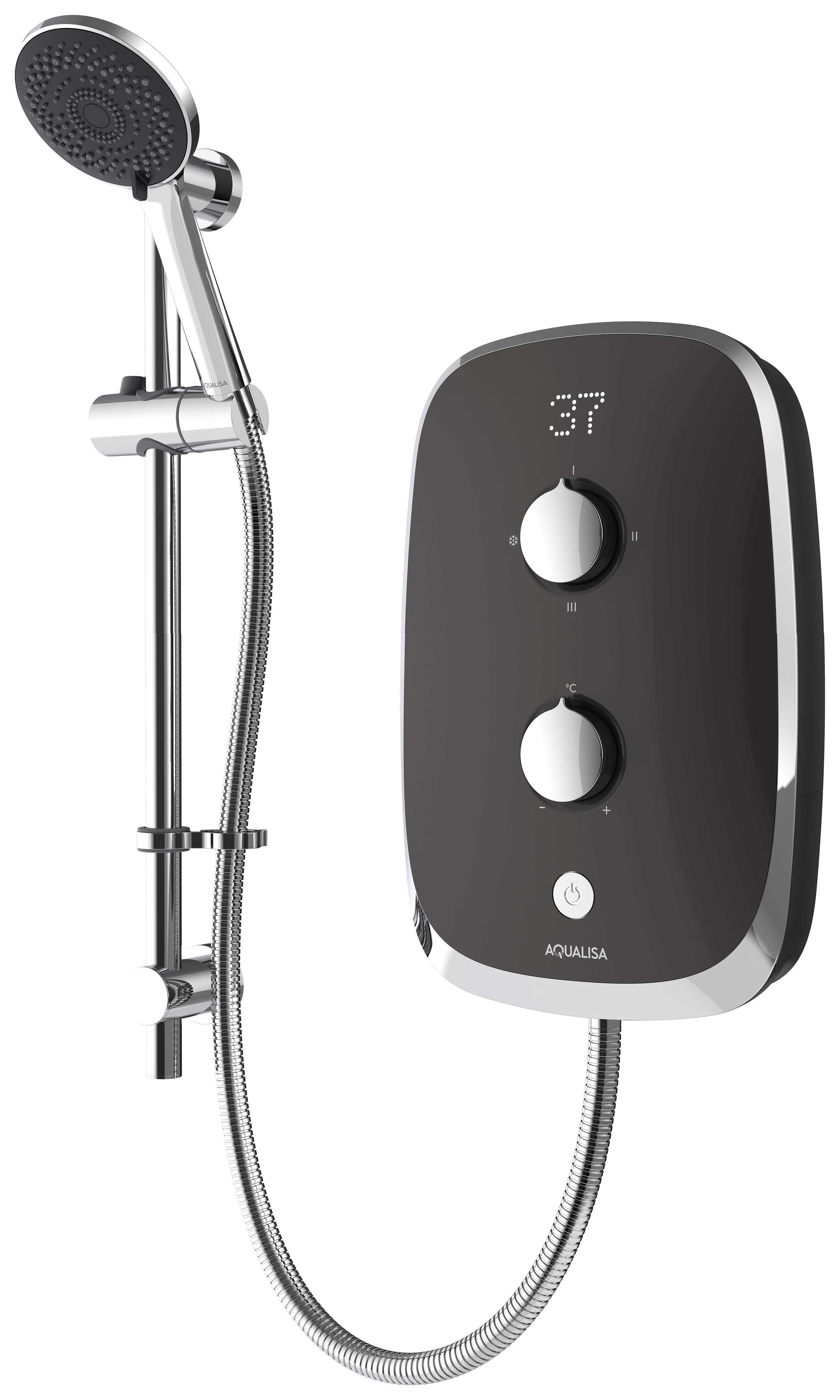 Aqualisa eMOTION Arctic Grey & Chrome Electric Shower - 10.5kW