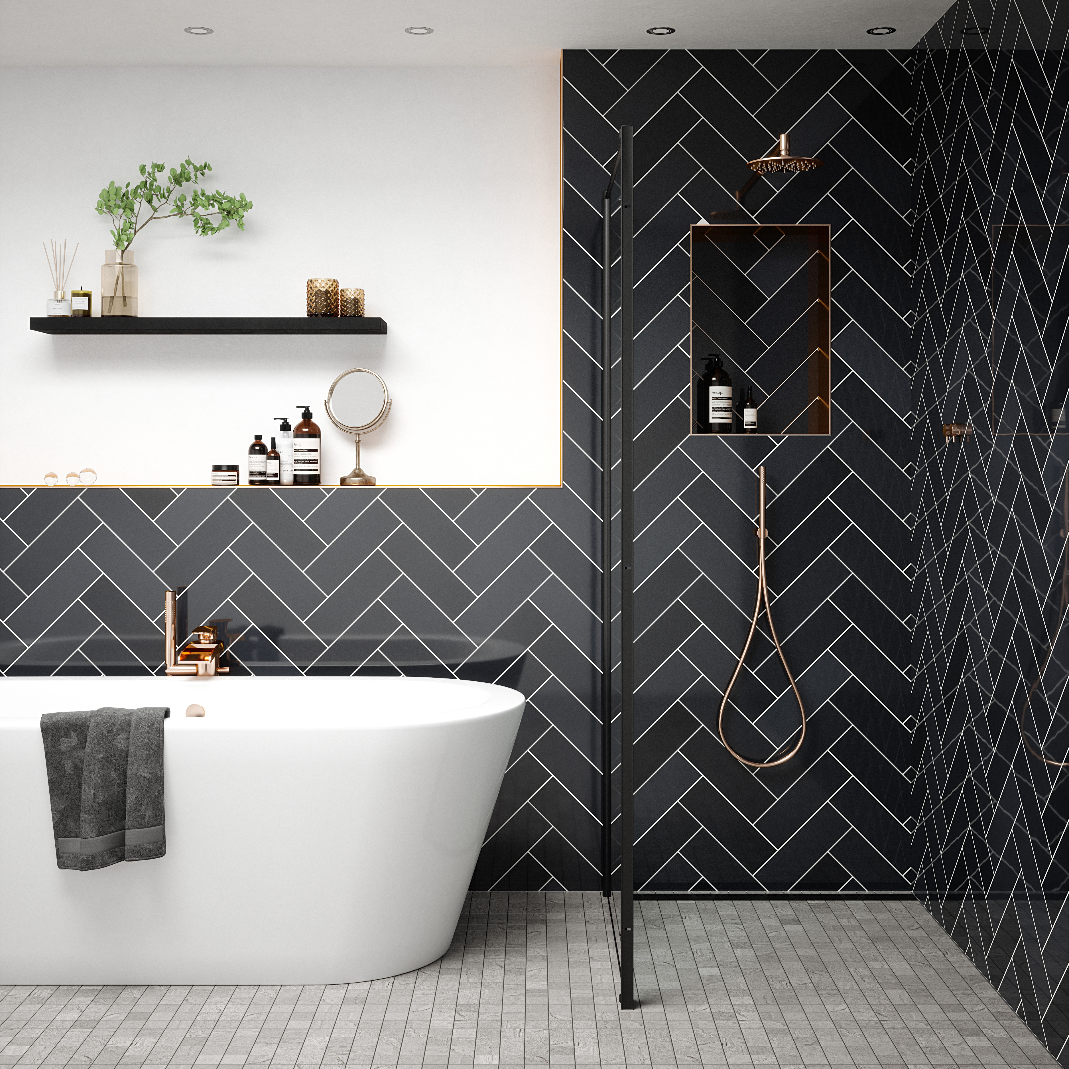 Wickes Soho Carbon Black Ceramic Wall Tile - 300 x 100mm