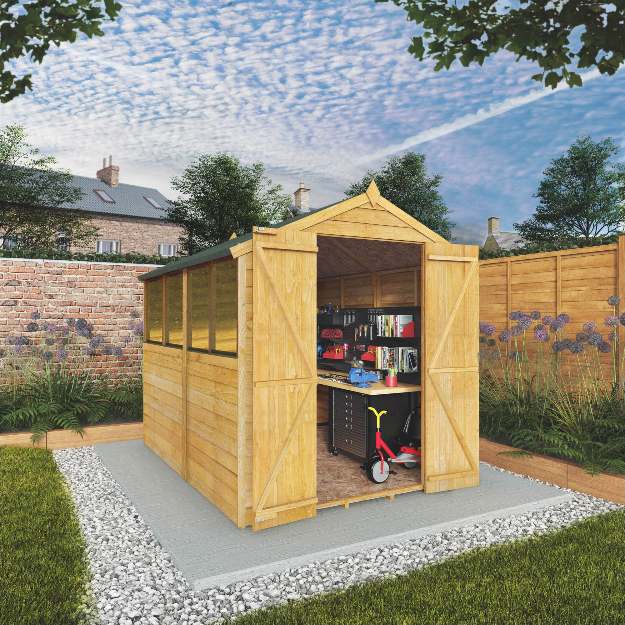 Mercia Double Door Overlap Apex Shed - 8 x 6ft