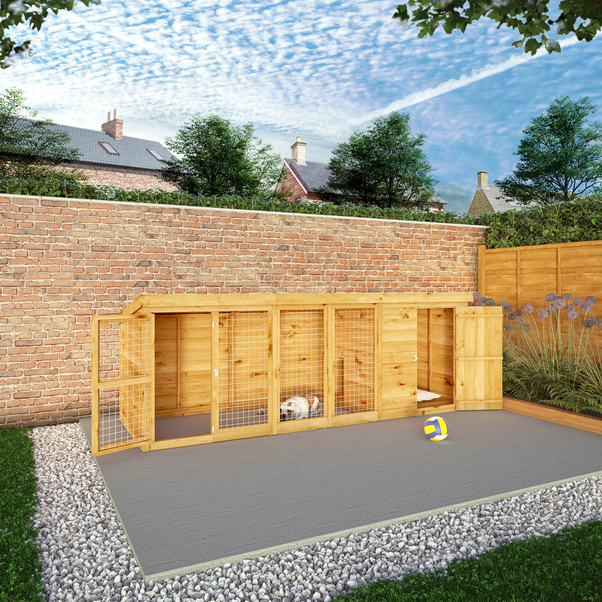 Mercia Berkshire Dog Kennel & Run - 12 x 4ft