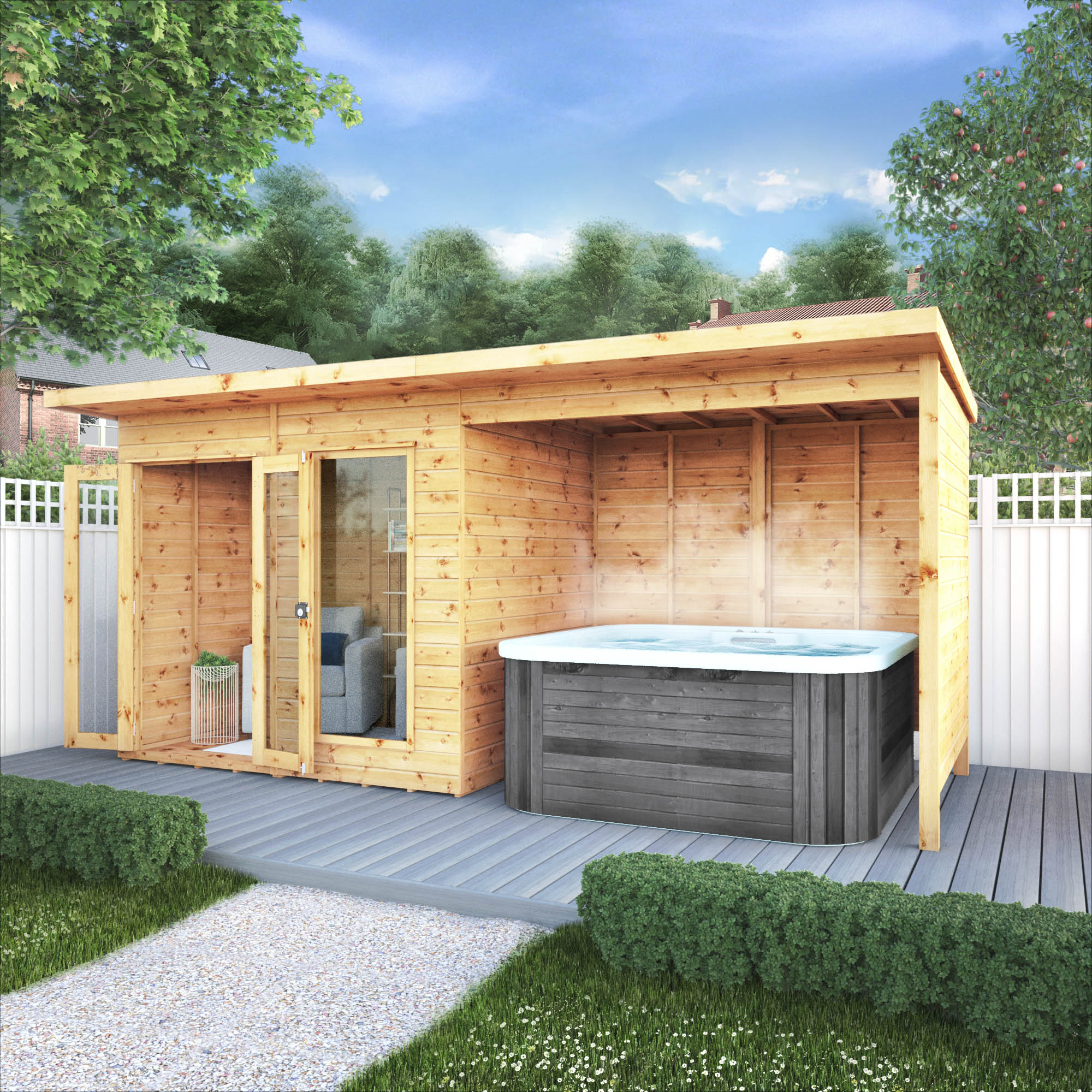 Mercia Maine Pent Summerhouse With Patio Area - 16 x 6ft