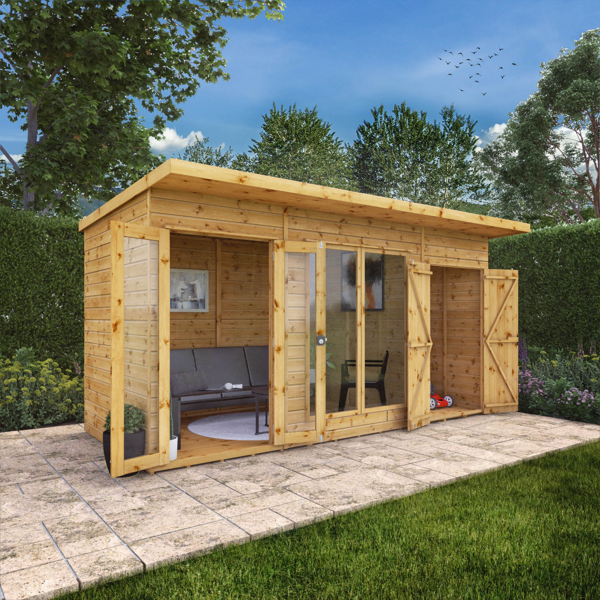 Mercia Maine Pent Summerhouse With Side Shed - 14 x 6ft