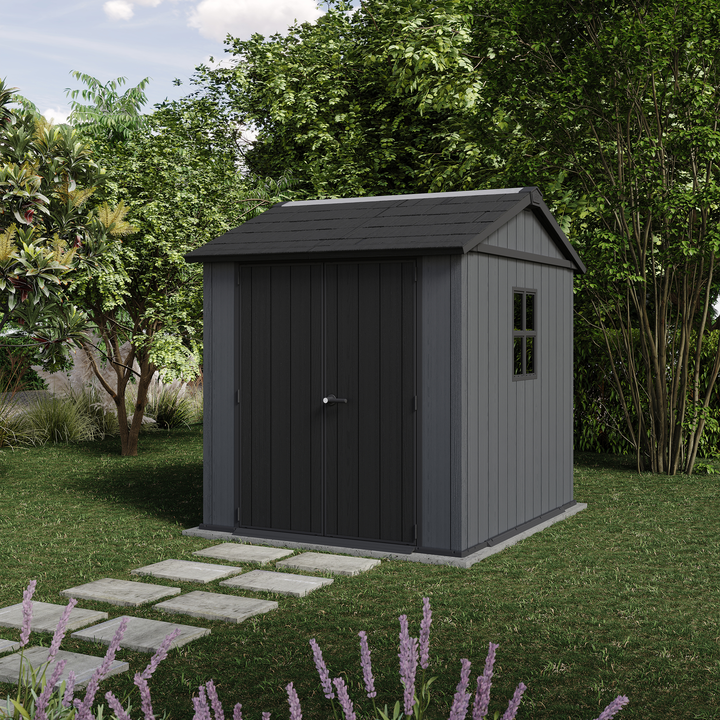 Keter Newton Plus Apex Outdoor Storage Shed Grey - 7 x 7.5ft