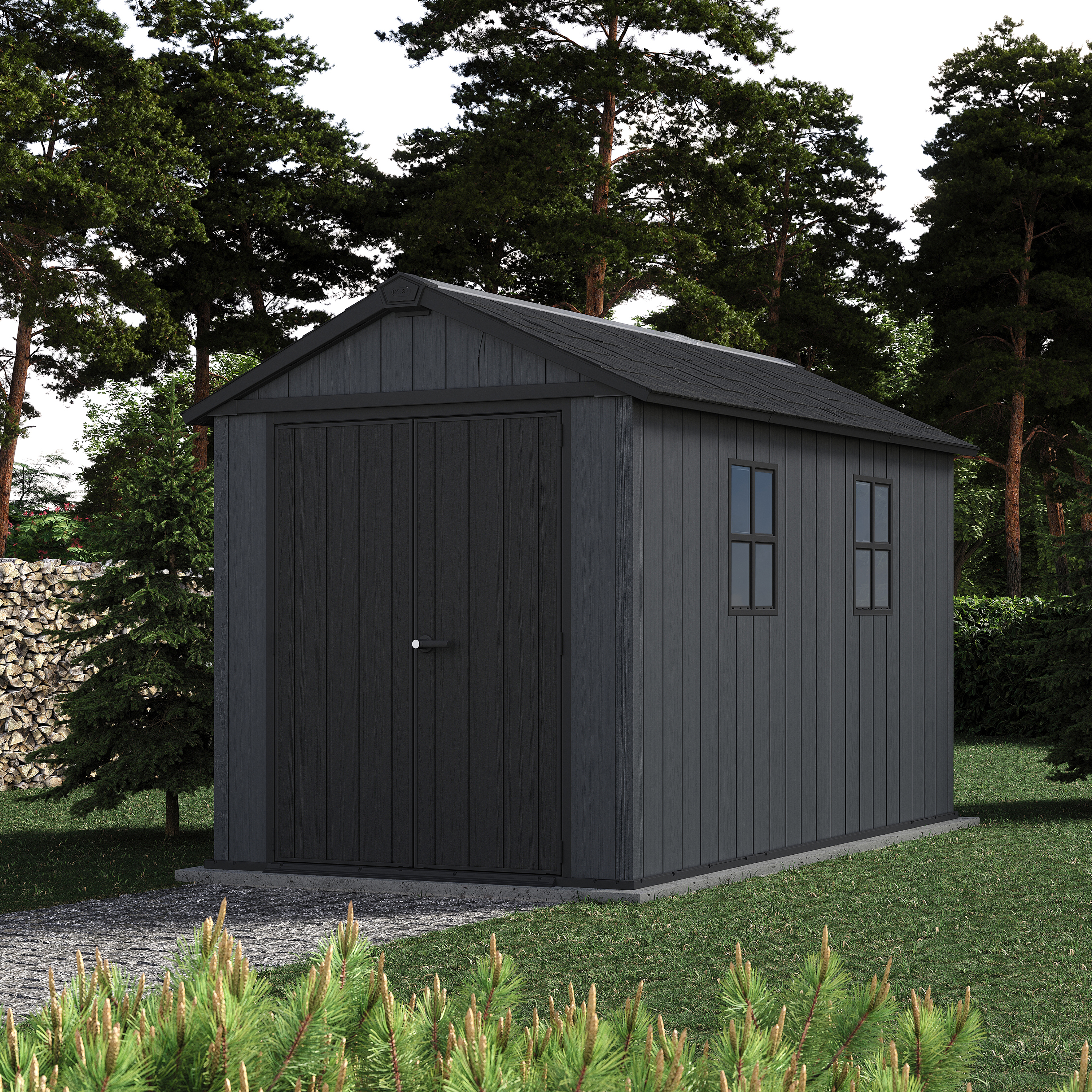 Keter Newton Plus Apex Outdoor Storage Shed Grey - 7.5 x 11ft