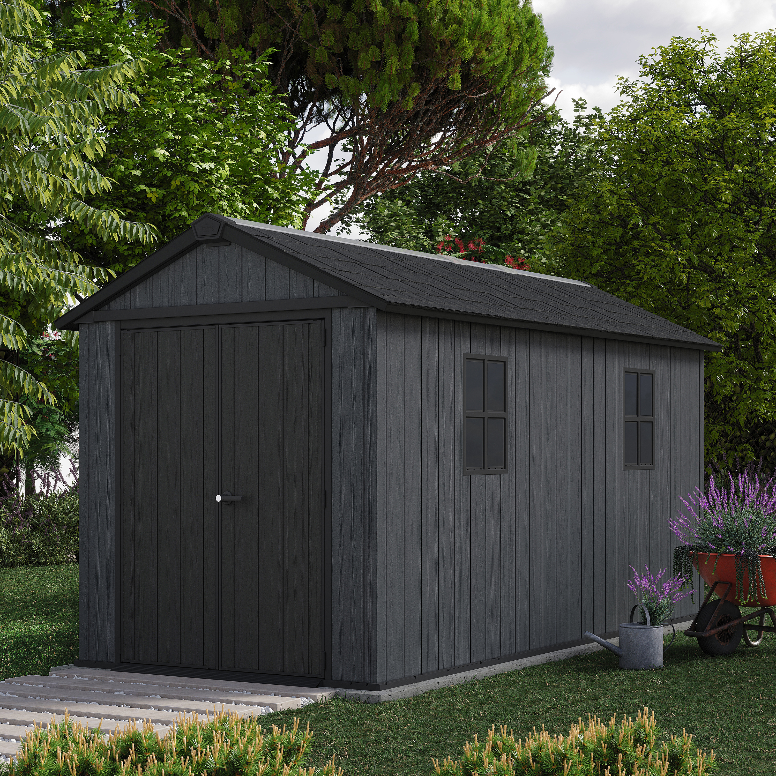 Keter Newton Plus Apex Outdoor Storage Shed Grey - 7.5 x 13ft