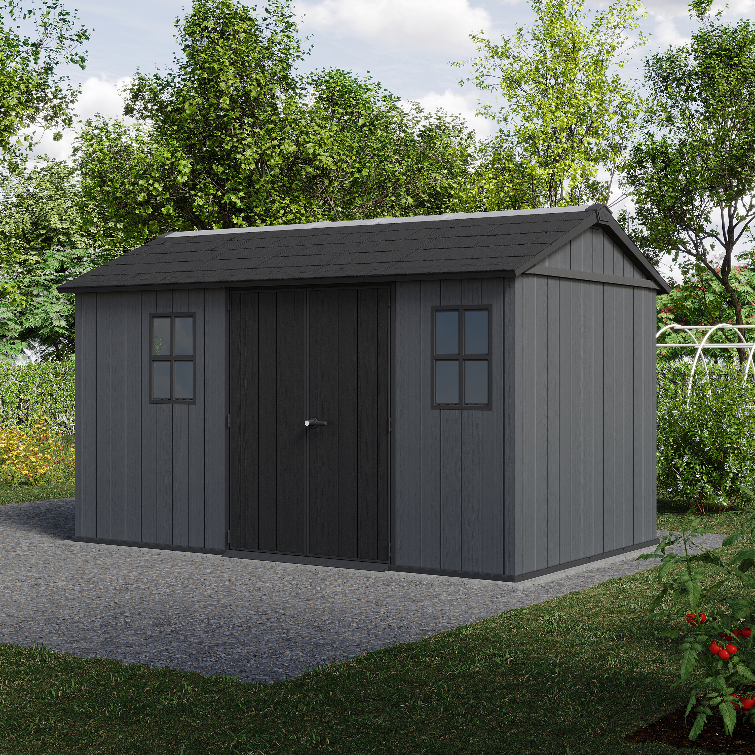 Keter Newton Plus Apex Outdoor Storage Shed Grey - 13 x 7.5ft