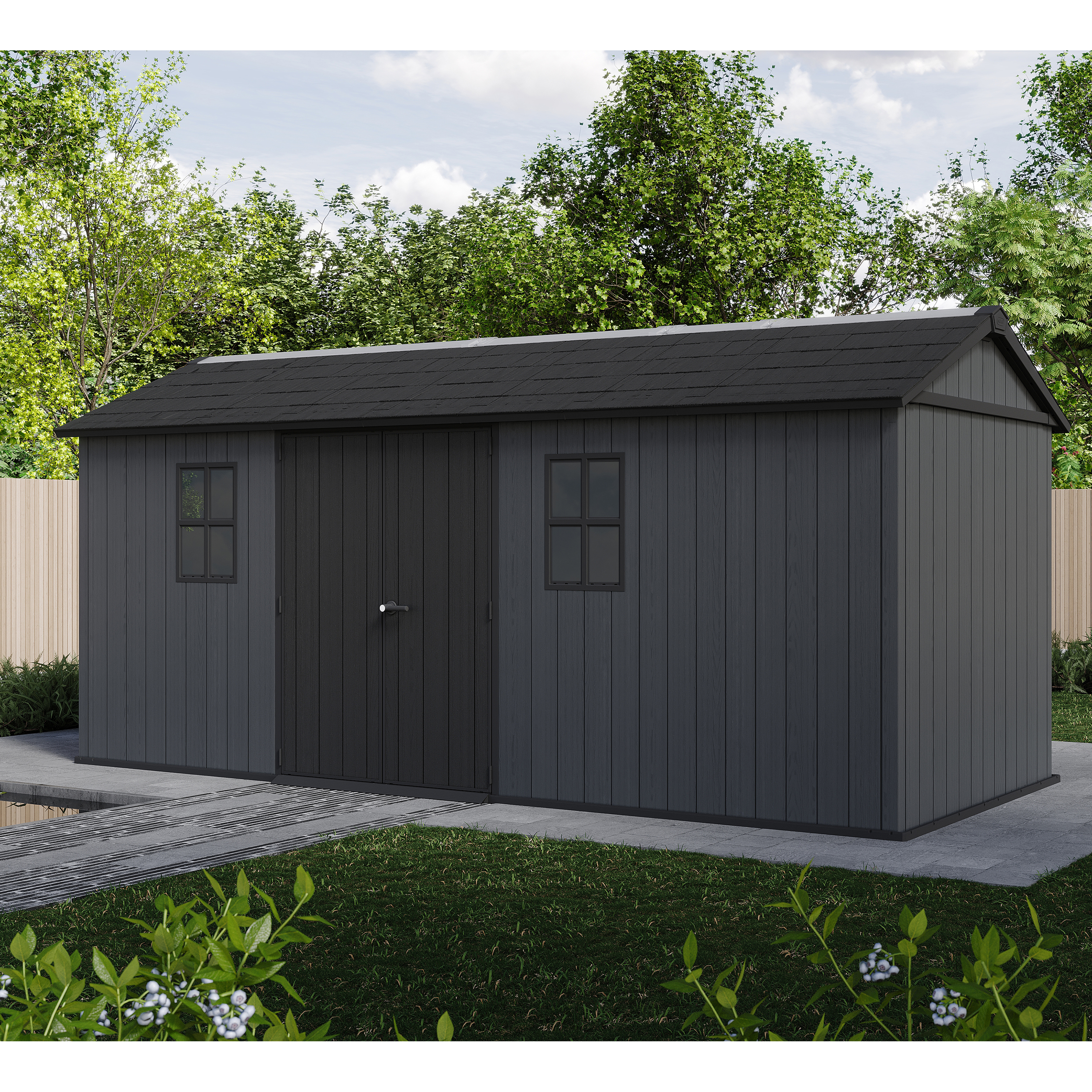 Keter Newton Plus Apex Outdoor Storage Shed Grey - 17 x 7.5ft