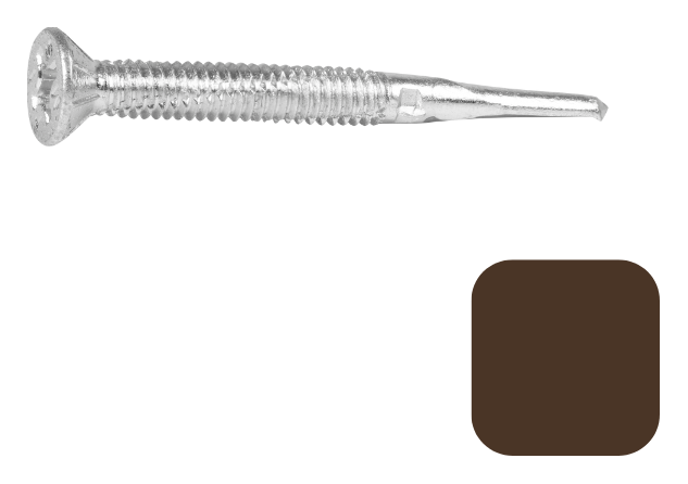 DuraPost VISTA Sepia Brown Self Drilling Screw - 4 x 28mm Pack of 16