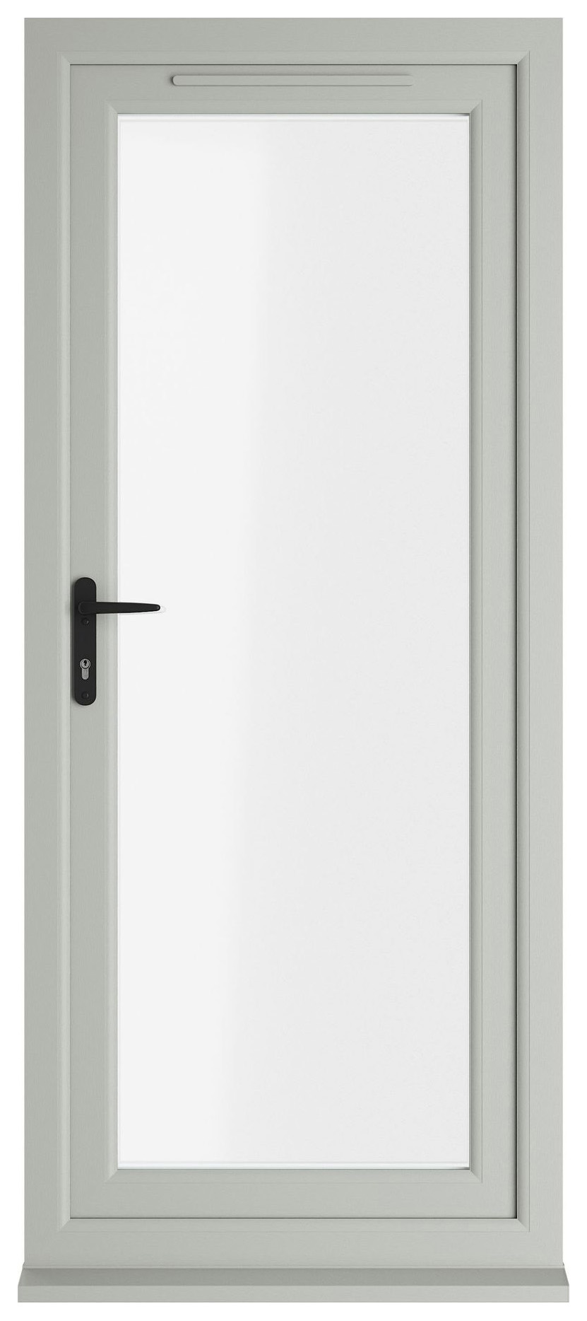 Crystal uPVC Agate Grey Right Hand Inwards Clear Triple Glazed Full Glass Single Door - 2090mm