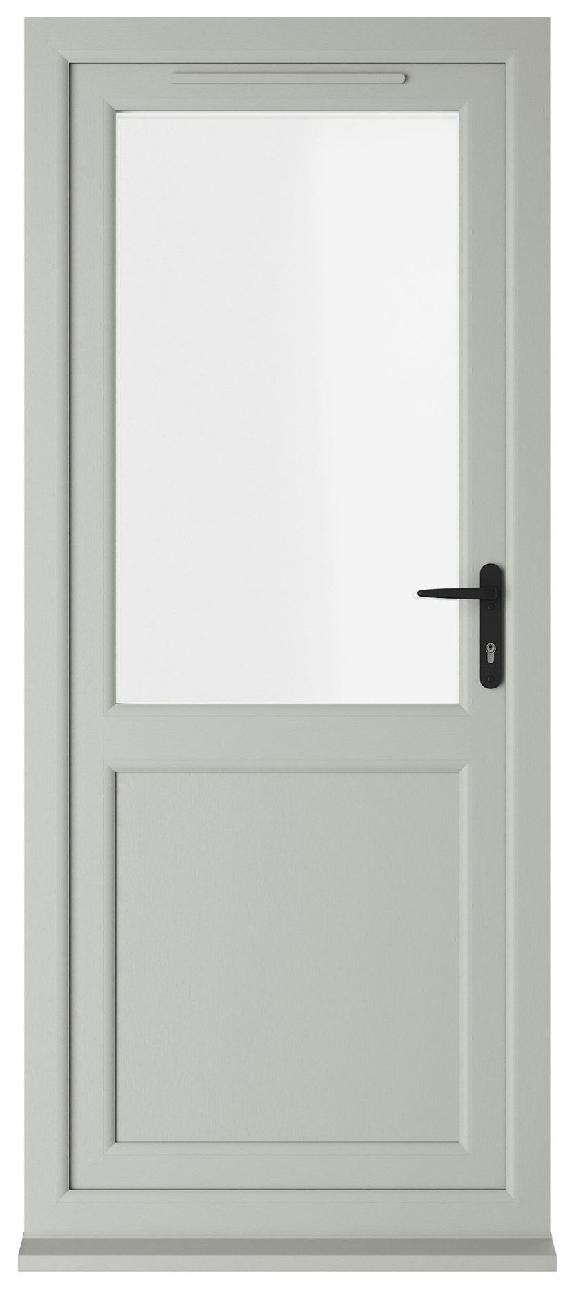 Crystal uPVC Agate Grey Left Hand Inwards Clear Triple Glazed Half Glass Half Panel Single Door - 2090mm