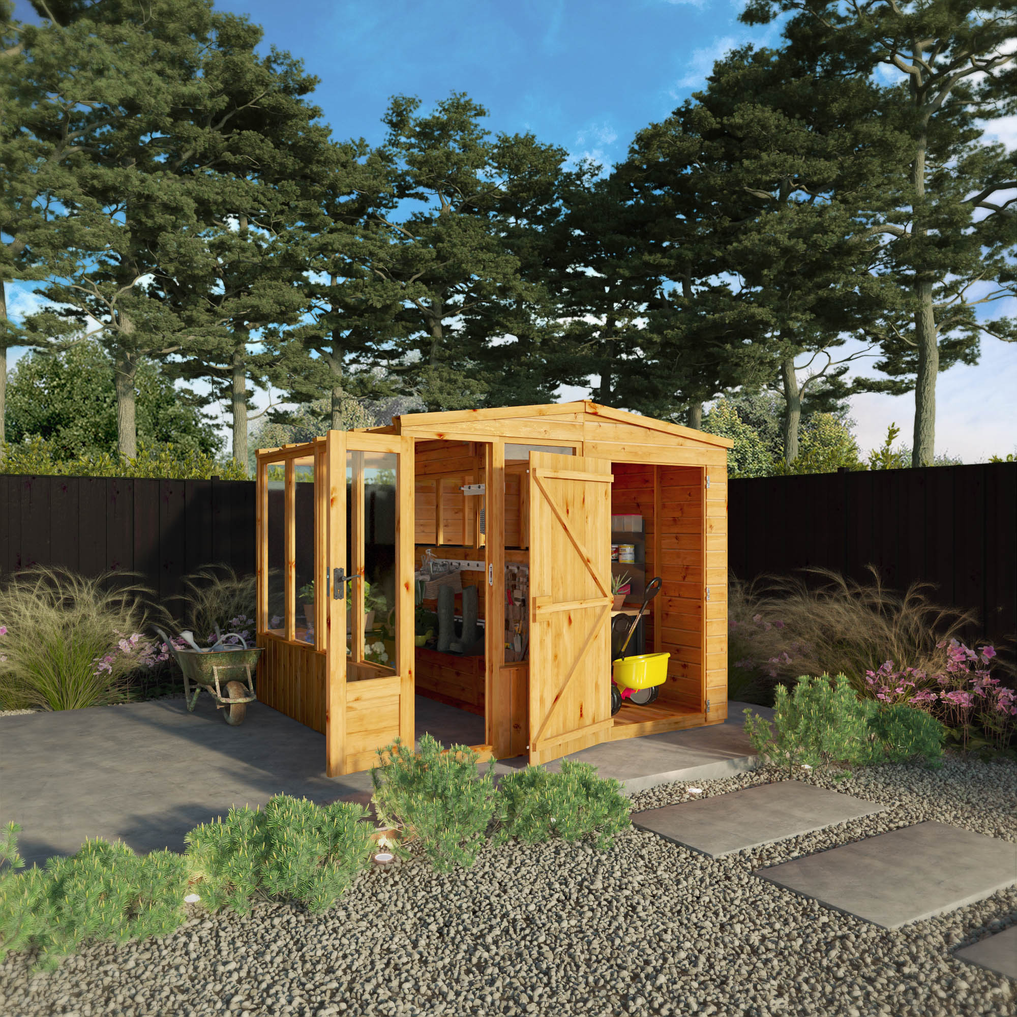 Mercia Woodsman Styrene Greenhouse/Shed Combi - 8 x 8ft