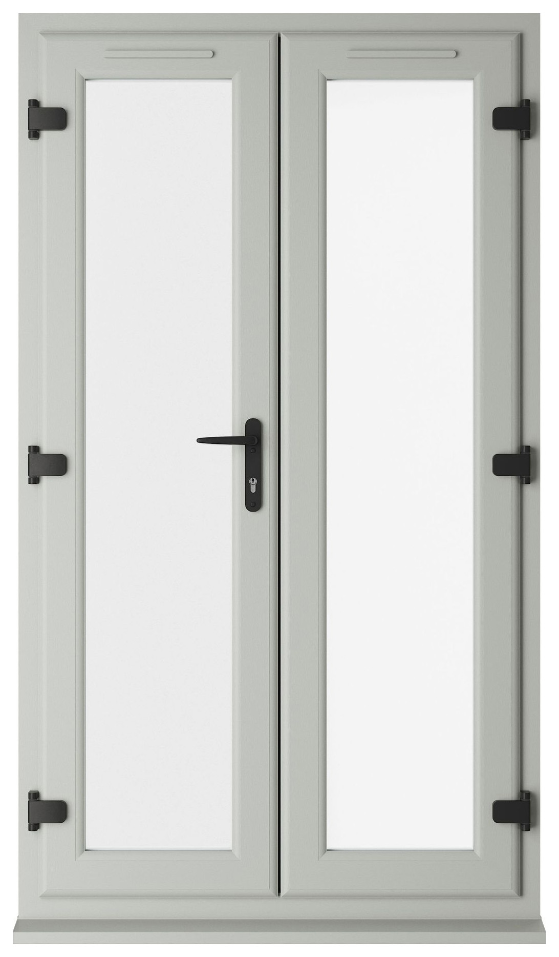 Crystal uPVC Agate Grey Left Hand Clear Triple Glazed French Door