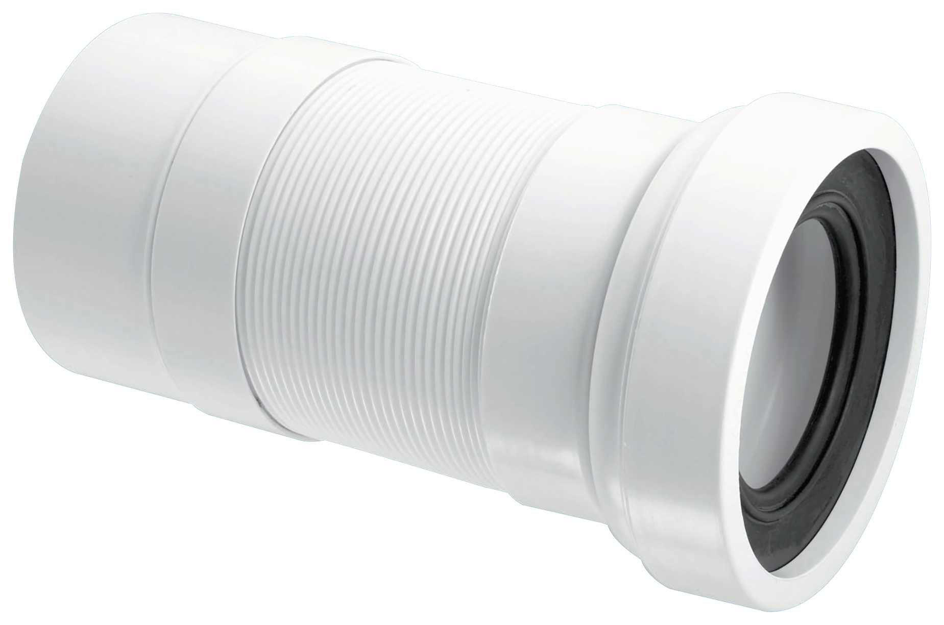 McAlpine WC-F18R White Straight Flexible Toilet Pan Connector - 100 to 160mm