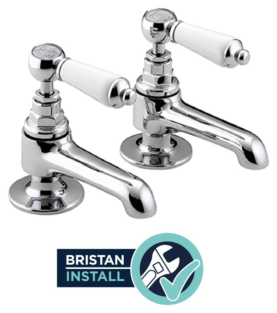 Bristan Renaissance Pair of Chrome Lever Basin Taps