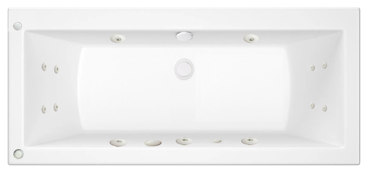 Wickes Camisa Left Hand 14 White Jet Double Ended Reinforced Light Whirlpool Bath - 1700 x 750mm