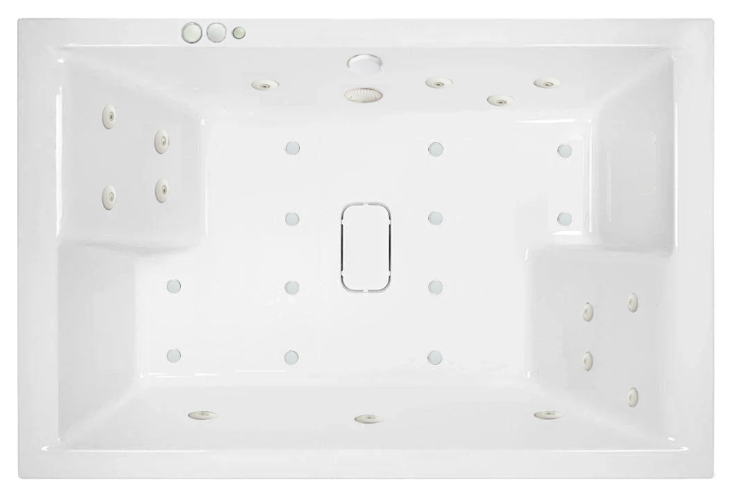 Wickes Charlton 14 White Jet Whirlpool Inset Bath with Airspa & LED Light - 1800 x 1200mm