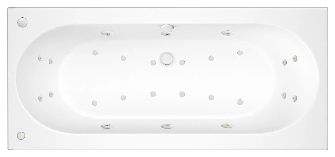 Wickes Minsted Single Ended 14 White Jet Whirlpool Bath with Airspa & LED Light - 1700 x 700mm