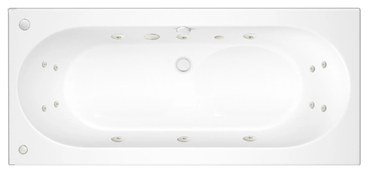 Wickes Forenza Left Hand 14 White Jet Double Ended Reinforced Light Whirlpool Bath - 1700 x 750mm