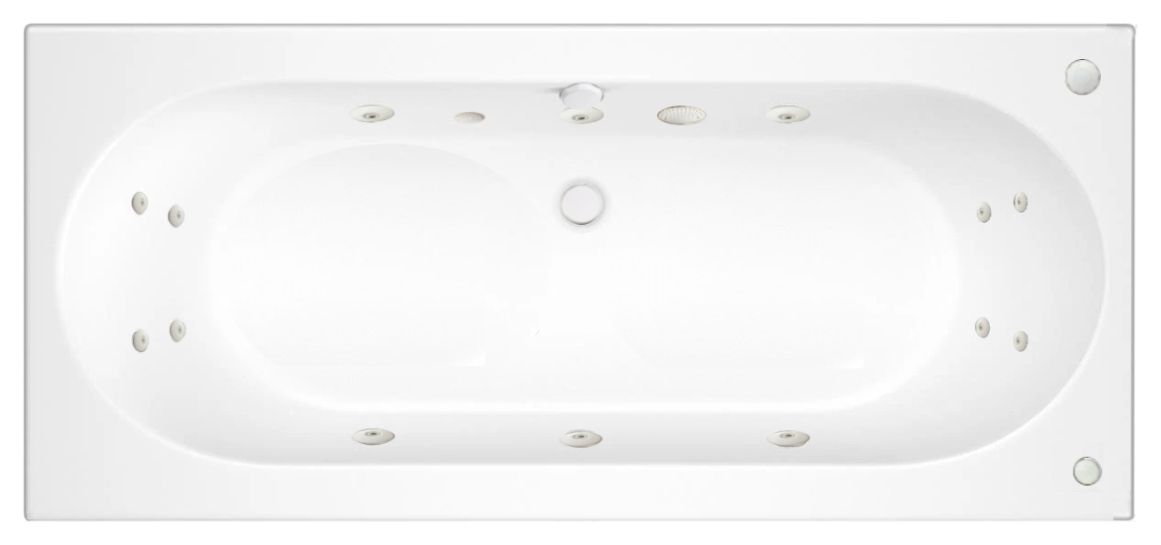 Wickes Forenza Right Hand 14 White Jet Double Ended Reinforced Light Whirlpool Bath - 1700 x 750mm