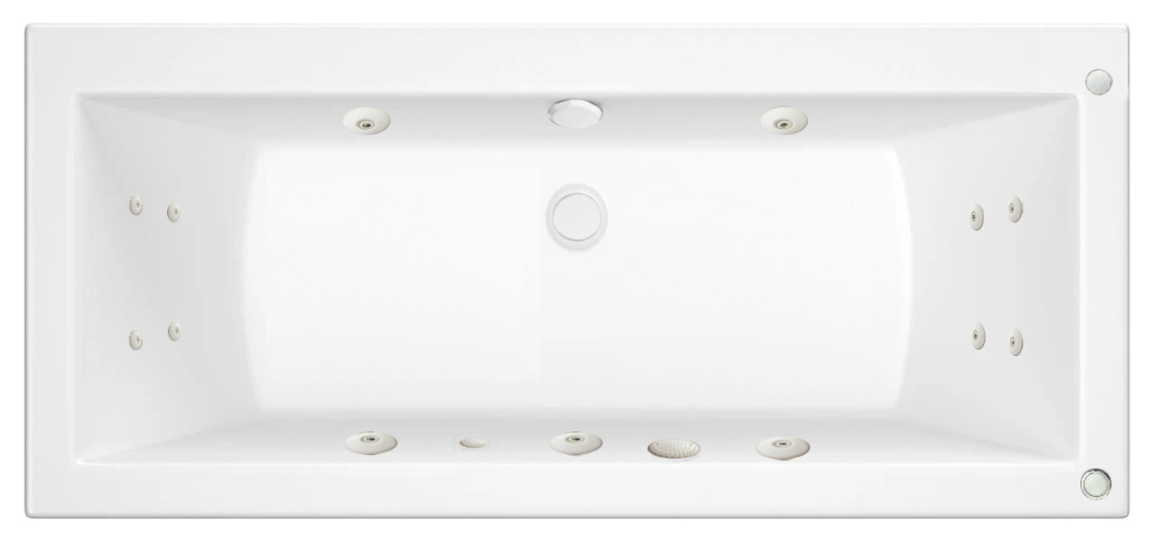 Wickes Camisa Right Hand 14 White Jet Double Ended Reinforced Light Whirlpool Bath - 1700 x 750mm
