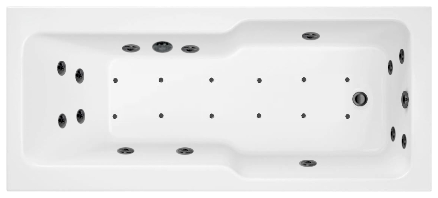 Wickes Treyford 14 Black Jet Whirlpool Shower Bath