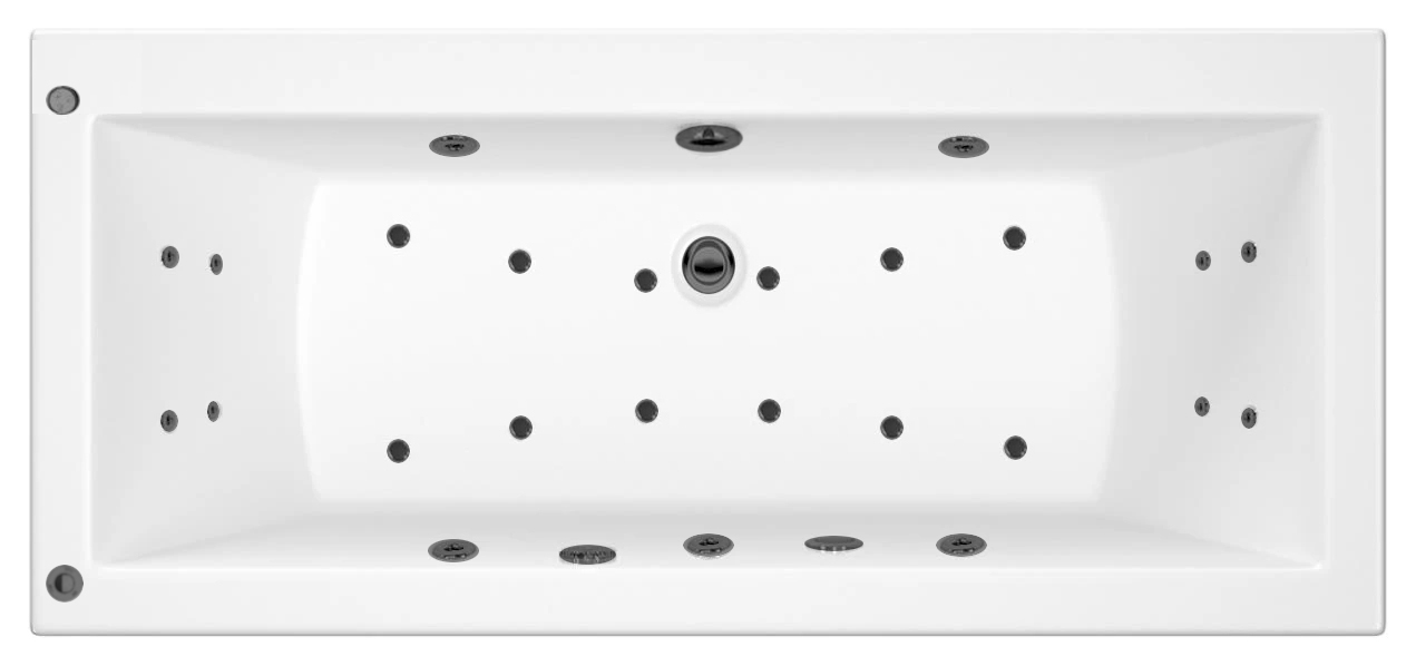 Wickes Prinsted Double Ended 14 Black Jet Whirlpool Bath with Airspa & LED Light - 1700 x 750mm