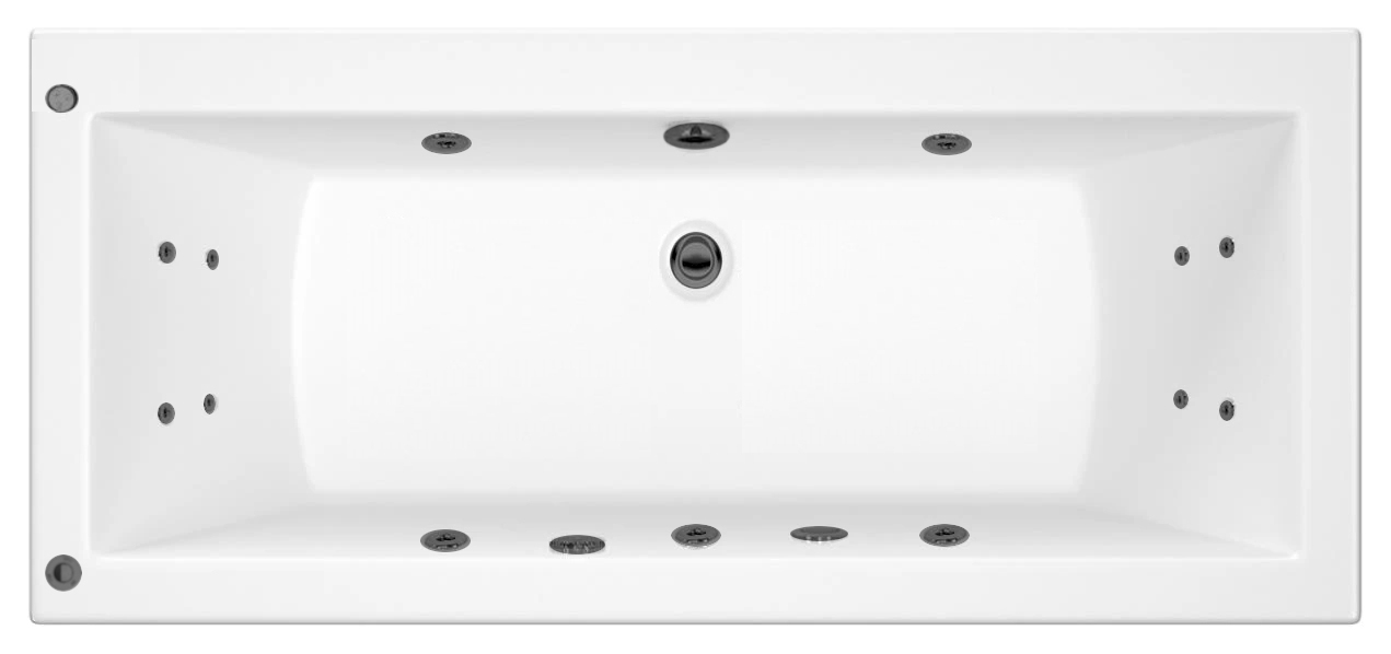 Wickes Camisa Left Hand 14 Black Jet Double Ended Reinforced Light Whirlpool Bath - 1700 x 750mm