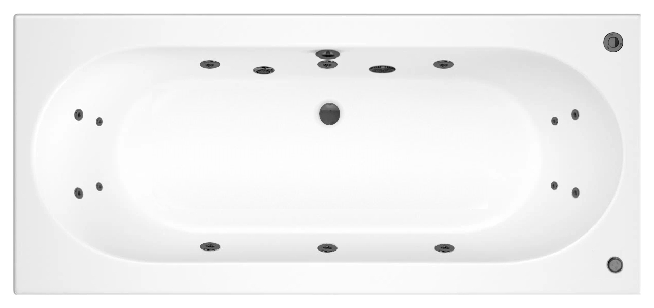 Wickes Forenza Right Hand 14 Black Jet Double Ended Reinforced Light Whirlpool Bath - 1700 x 750mm