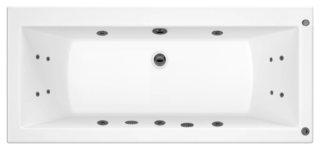 Wickes Camisa Right Hand 14 Black Jet Double Ended Reinforced Light Whirlpool Bath - 1700 x 750mm