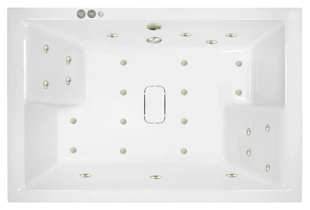 Wickes Charlton 14 Brushed Brass Jet Whirlpool Inset Bath with Airspa & LED Light - 1800 x 1200mm