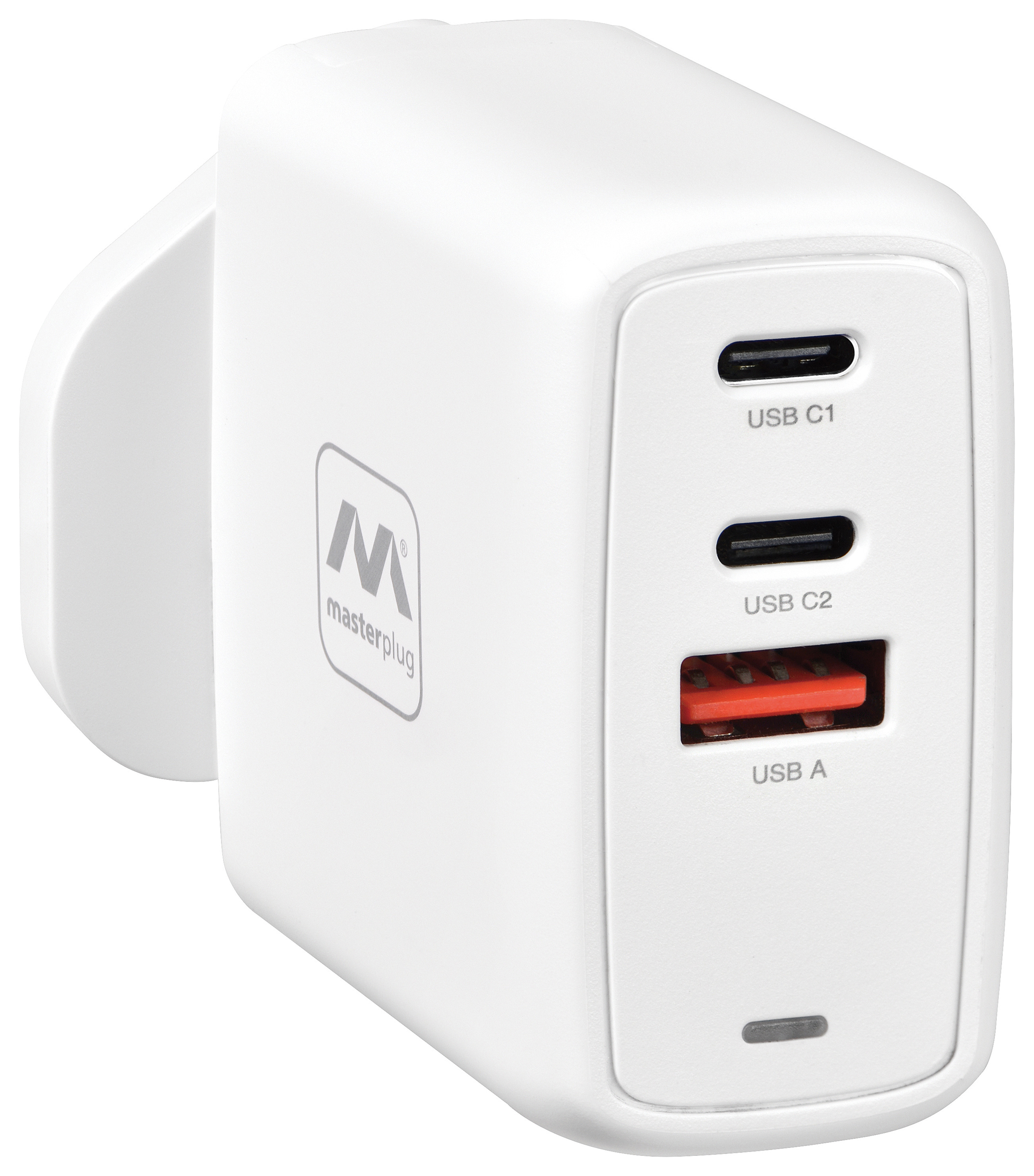 Masterplug Fast USB A+2C Charging Plug 67W - White
