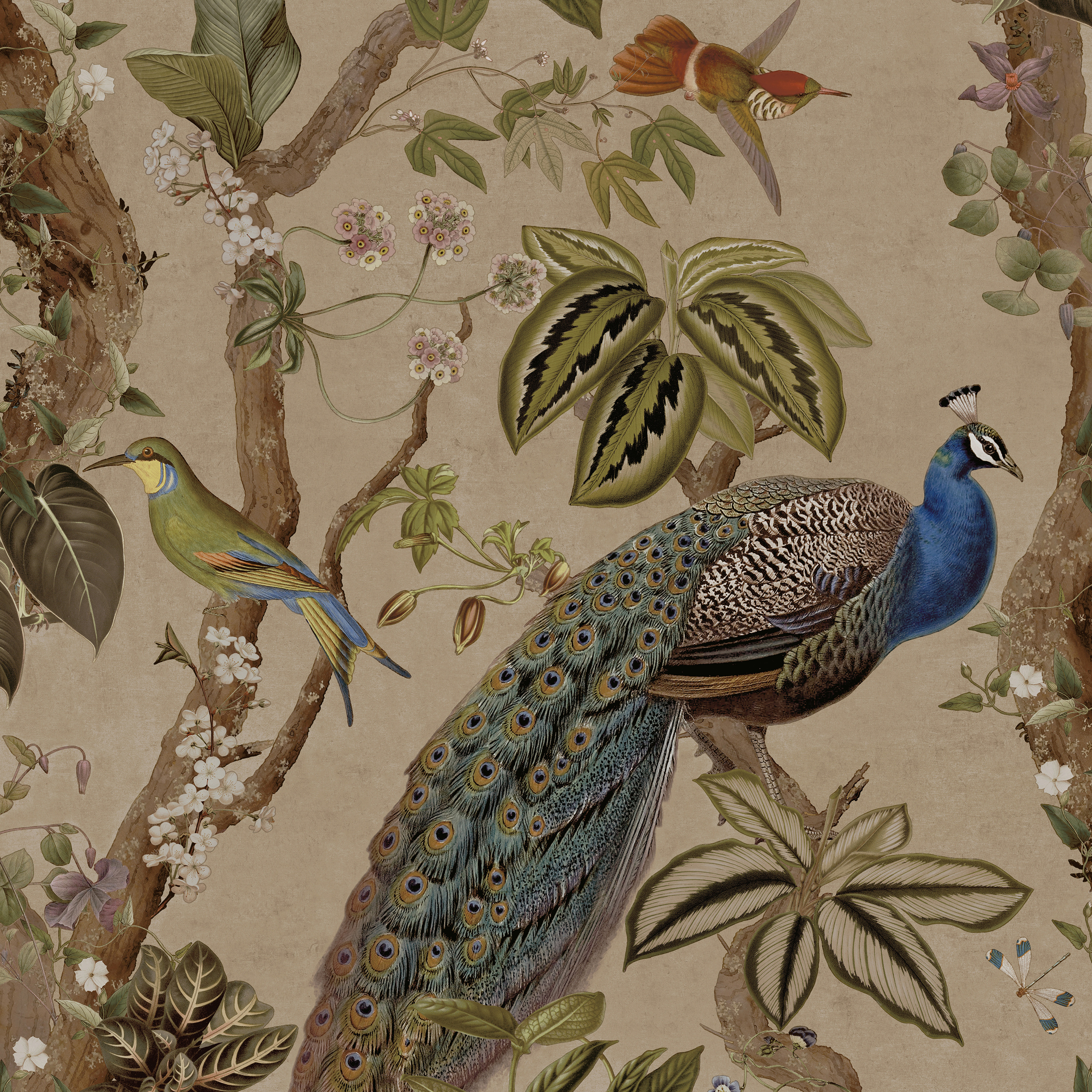 Holden Peacock Woods Taupe Wallpaper - 10m