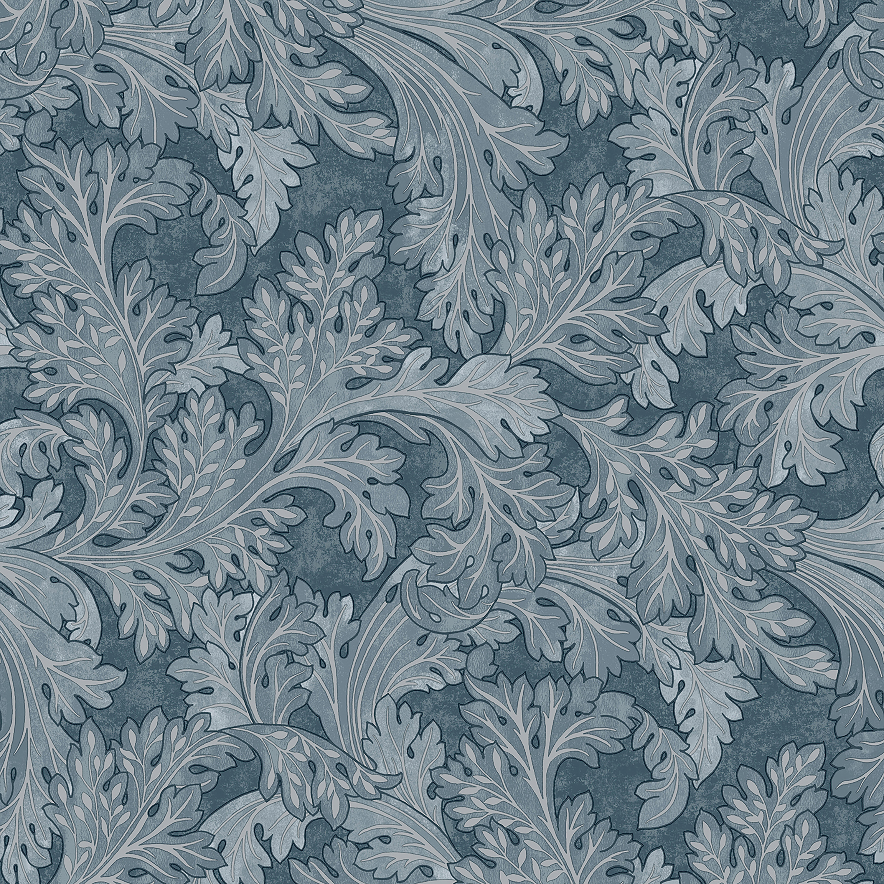 Holden Botanical Scroll Navy Wallpaper - 10m