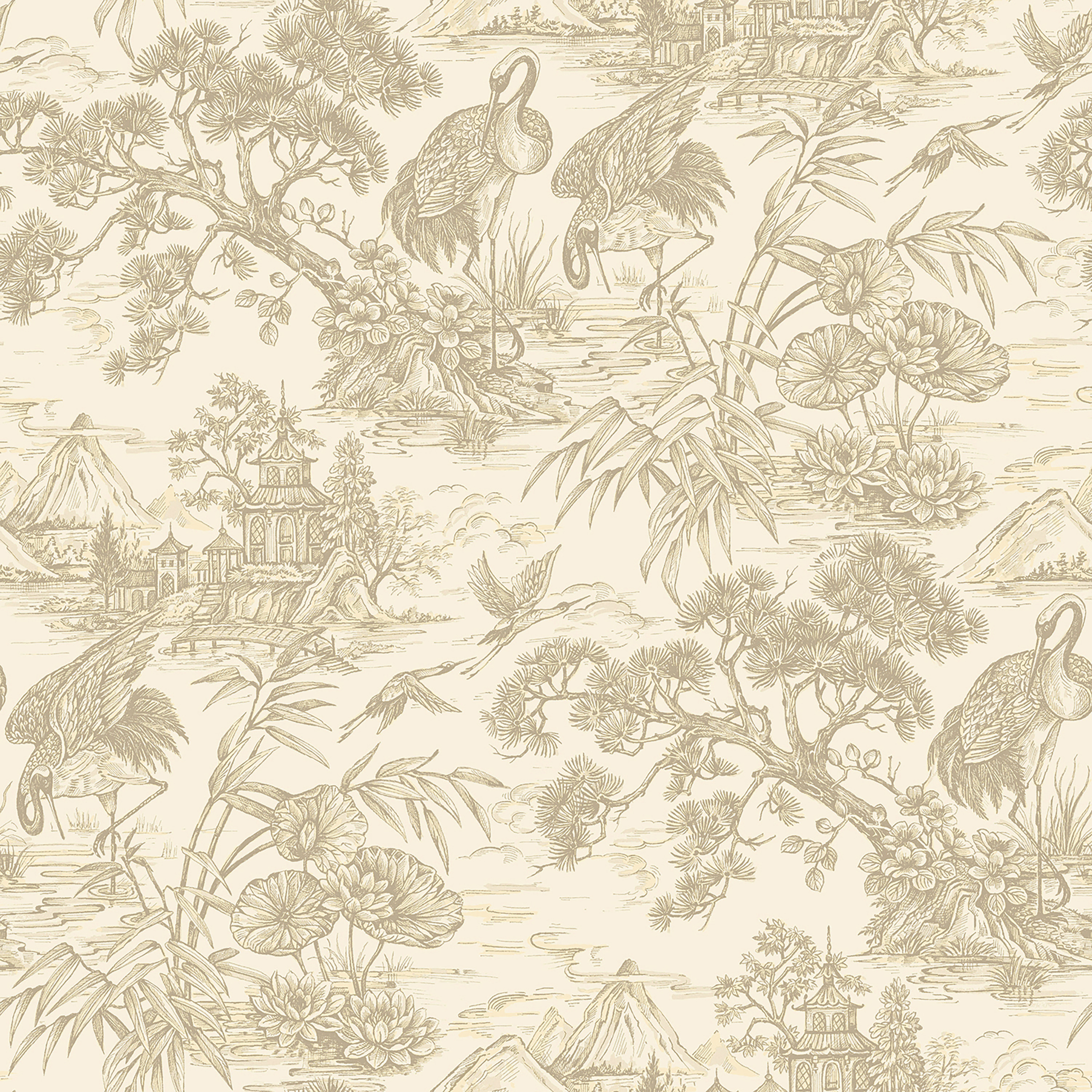 Holden Crane Lagoon Cream Wallpaper - 10m