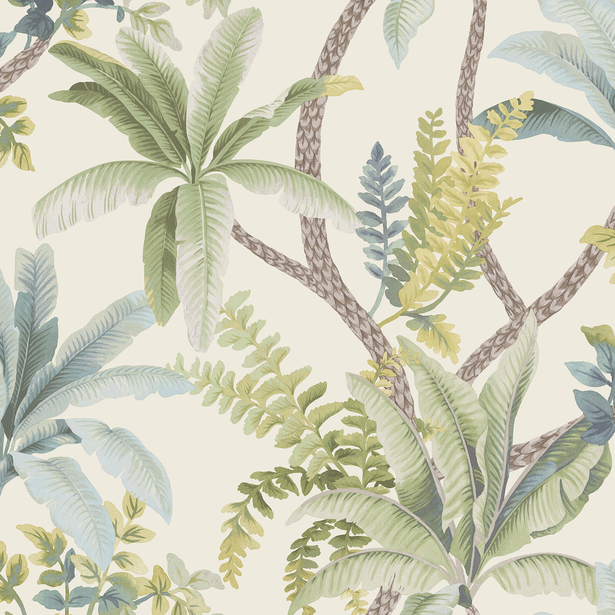 Holden Trailing Palm Green Cream Wallpaper - 10m