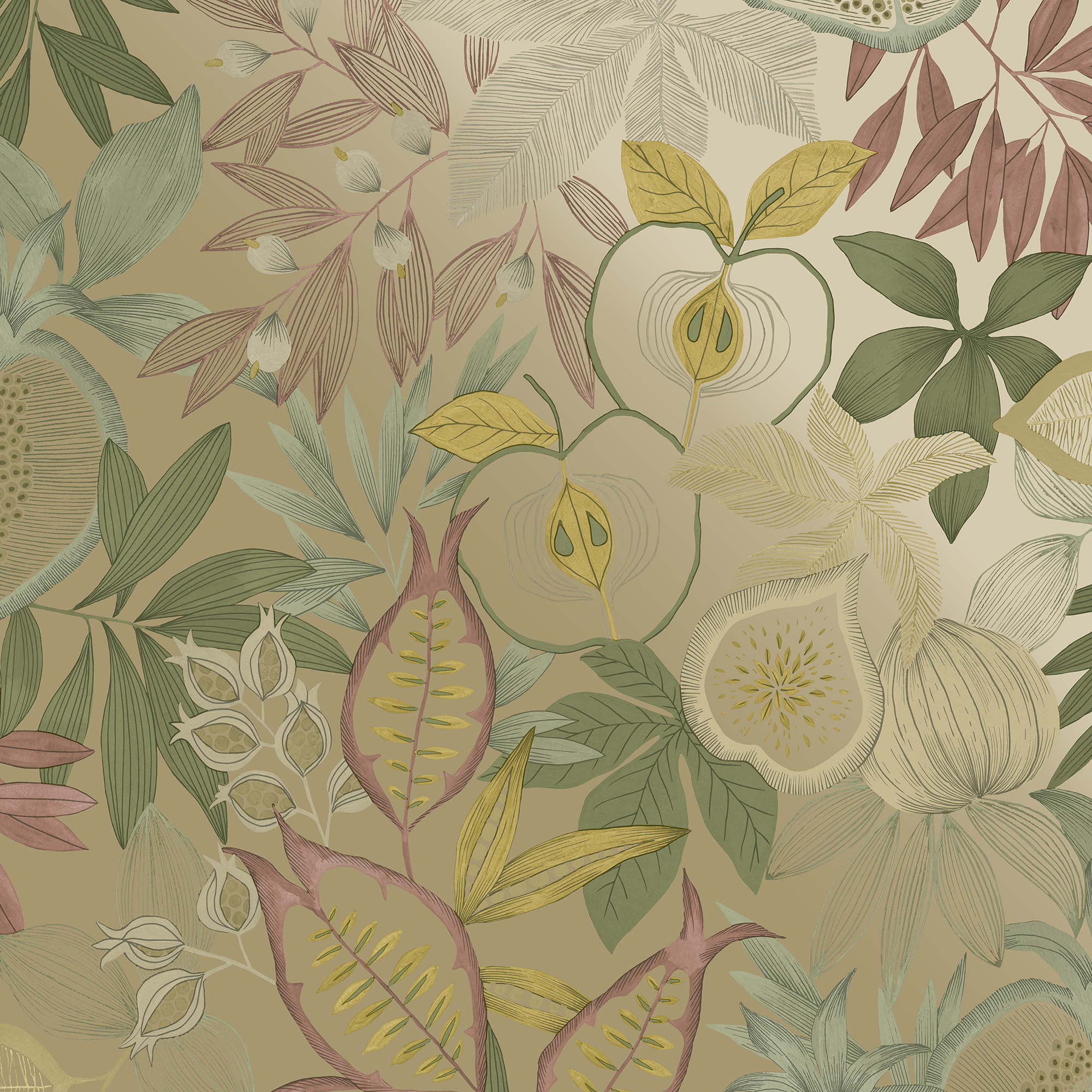 Holden Exotic Fruit Gold Wallpaper - 10m