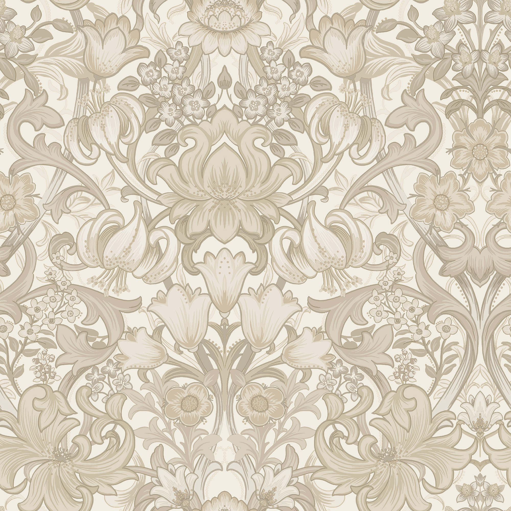 Holden Ornamental Floral Neutral Wallpaper - 10m