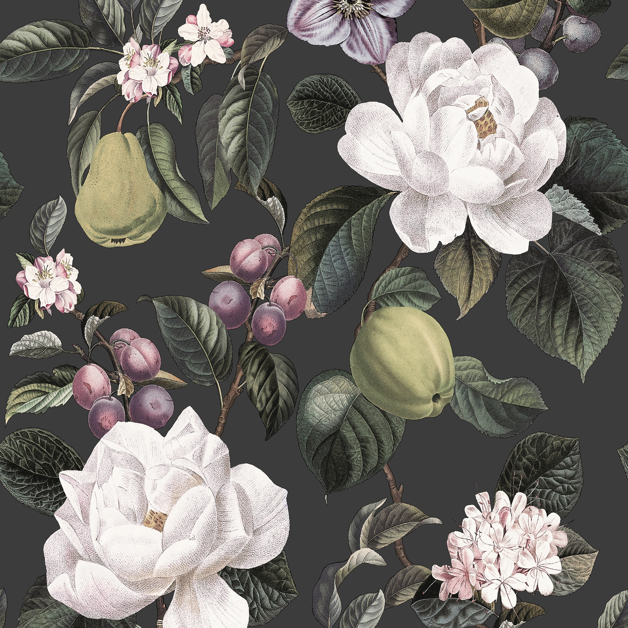 Holden Pyrus Charcoal Wallpaper - 10m