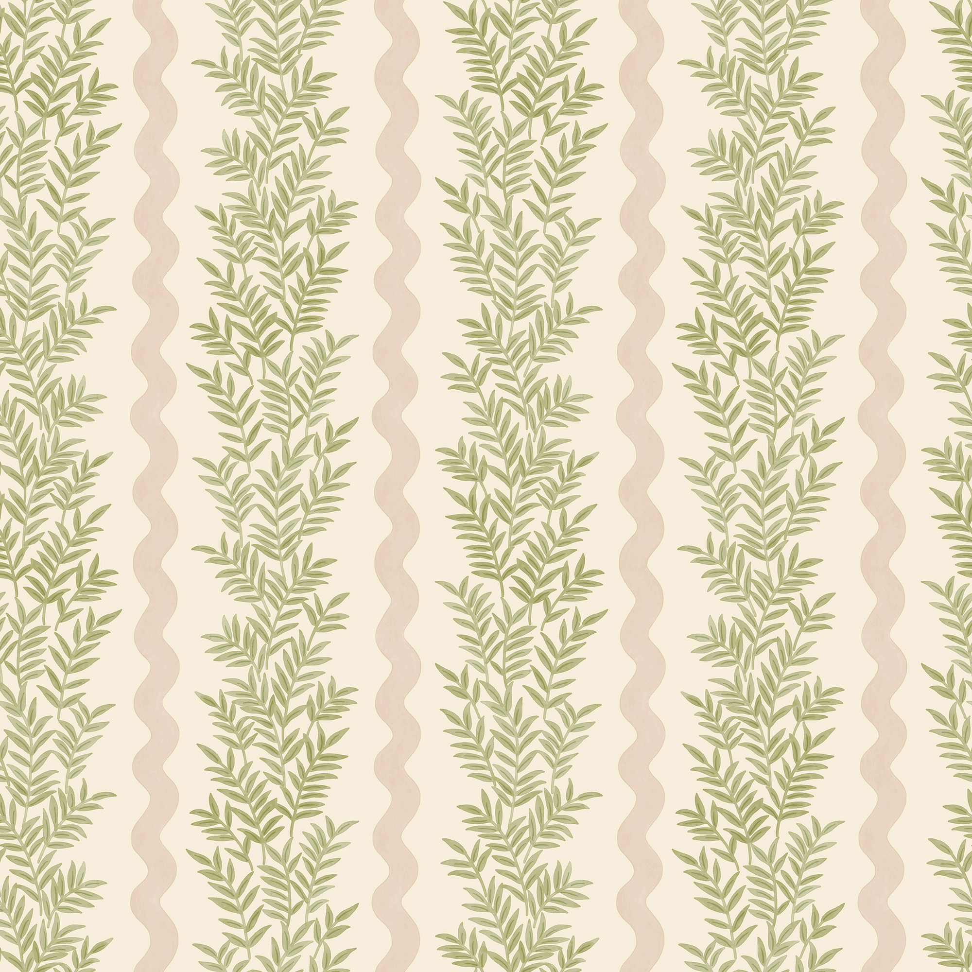 Holden Foliage Stripe Cream & Blush Wallpaper - 10m